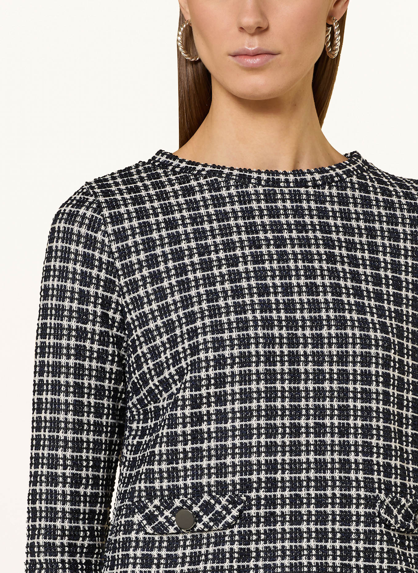 MORE & MORE Tweed sweatshirt: BLACK / ECRU