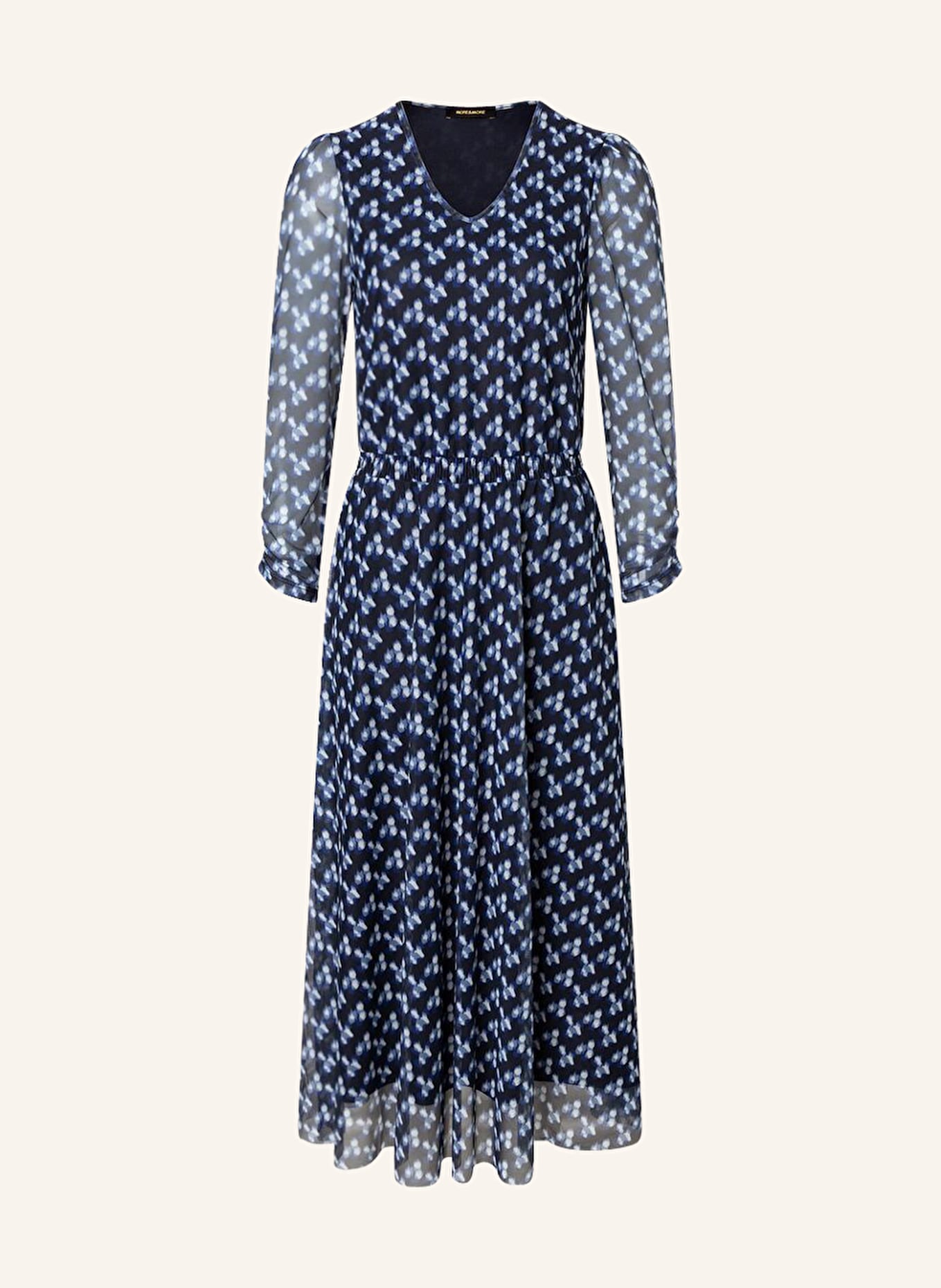 MORE & MORE Mesh-Kleid: DUNKELBLAU / WEISS