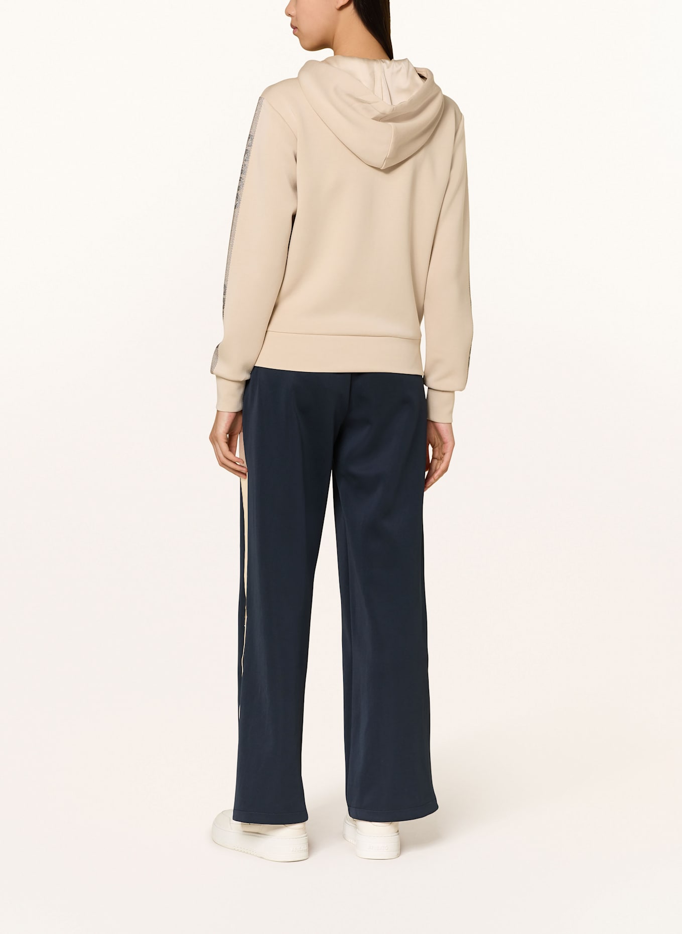 GUESS Sweatjacke mit Schmucksteinen: BEIGE