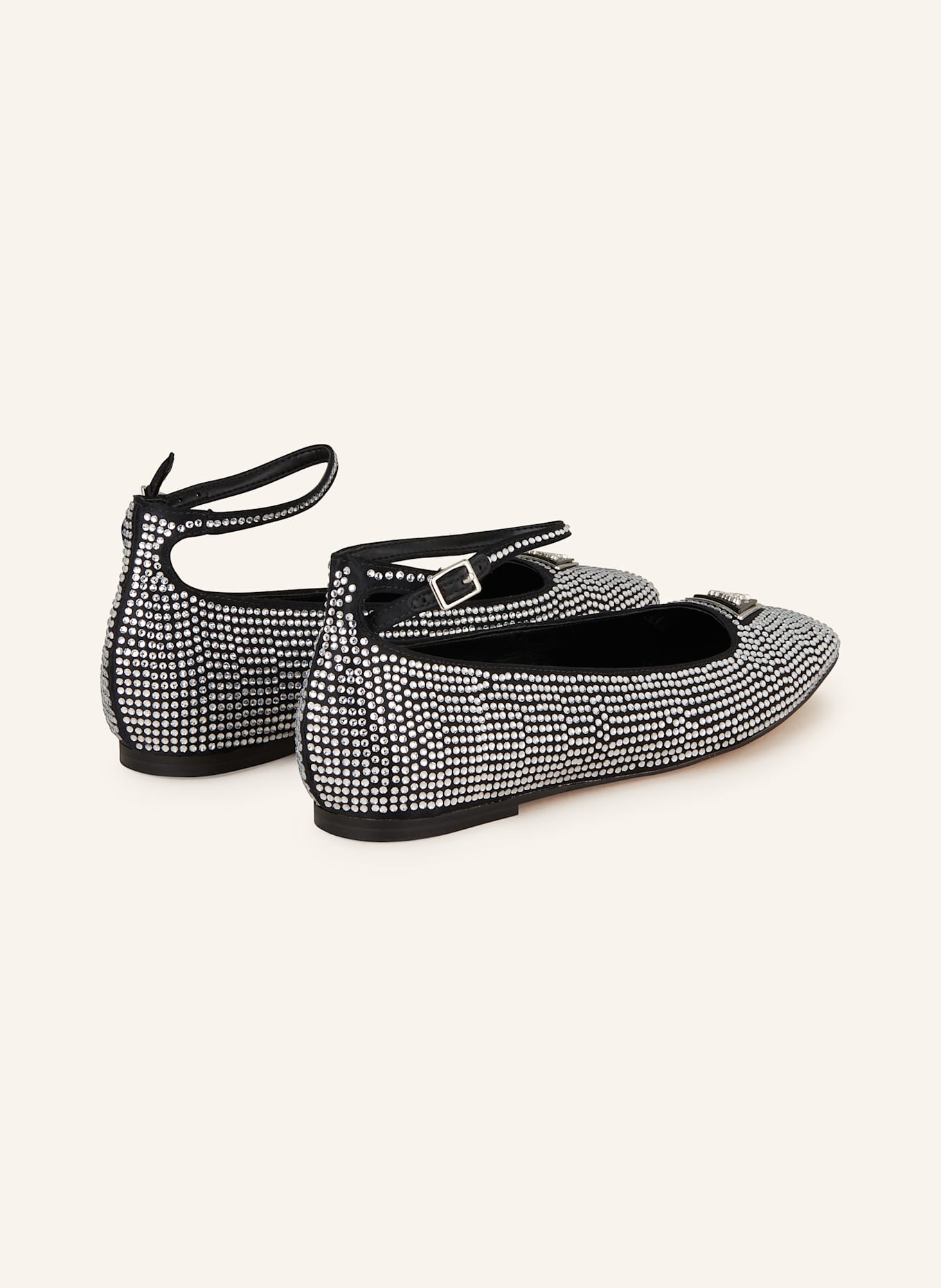 GUESS Slingballerinas mit Schmucksteinen: SILBER/ SCHWARZ