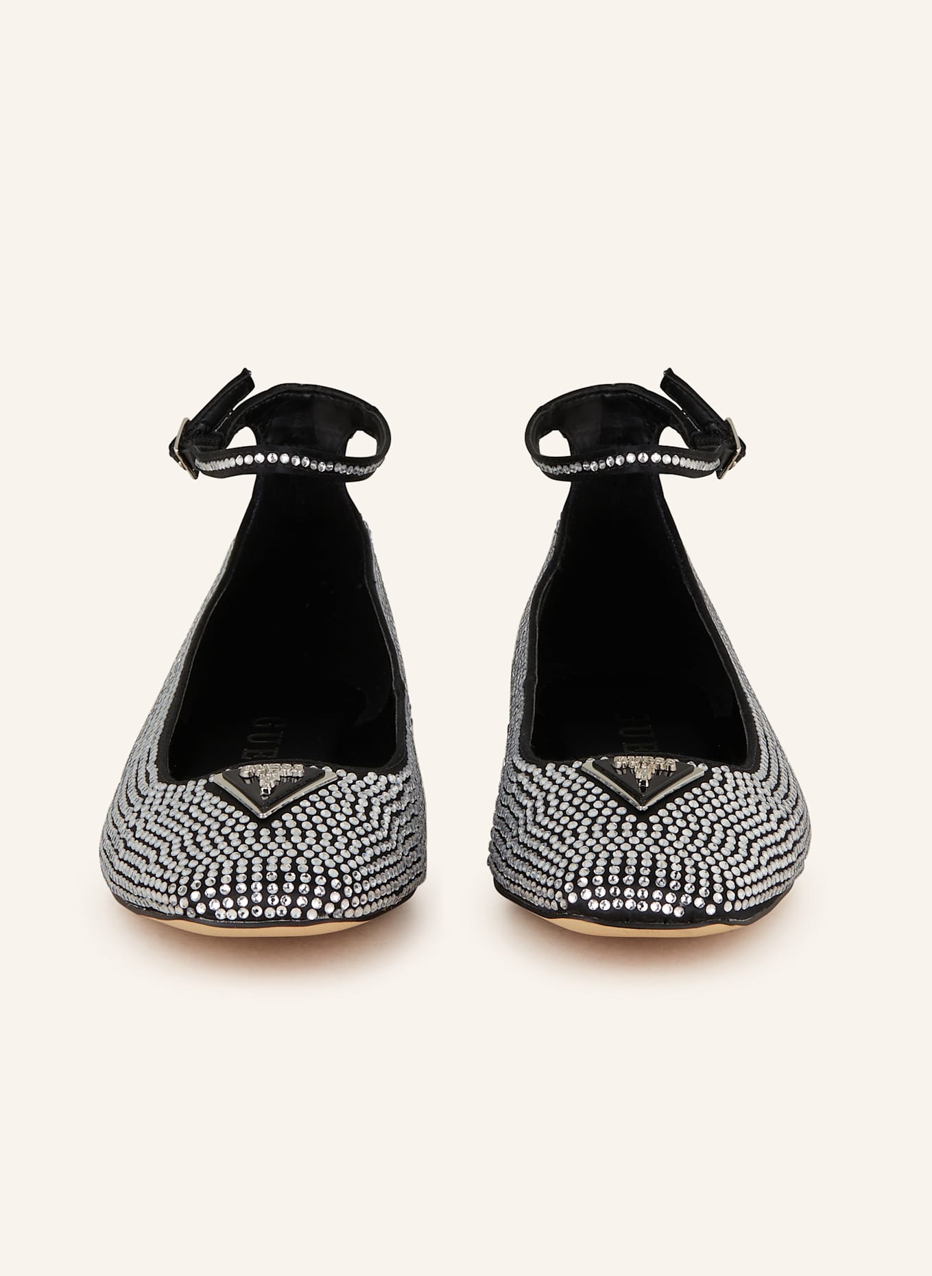 GUESS Slingballerinas mit Schmucksteinen: SILBER/ SCHWARZ