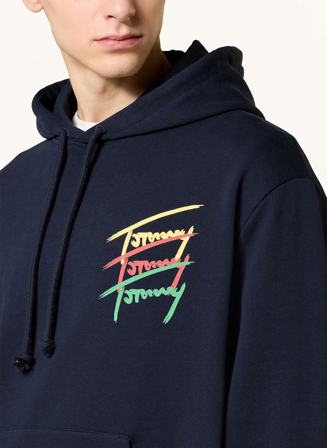 TOMMY JEANS Hoodie: DUNKELBLAU / GELB / GRÜN