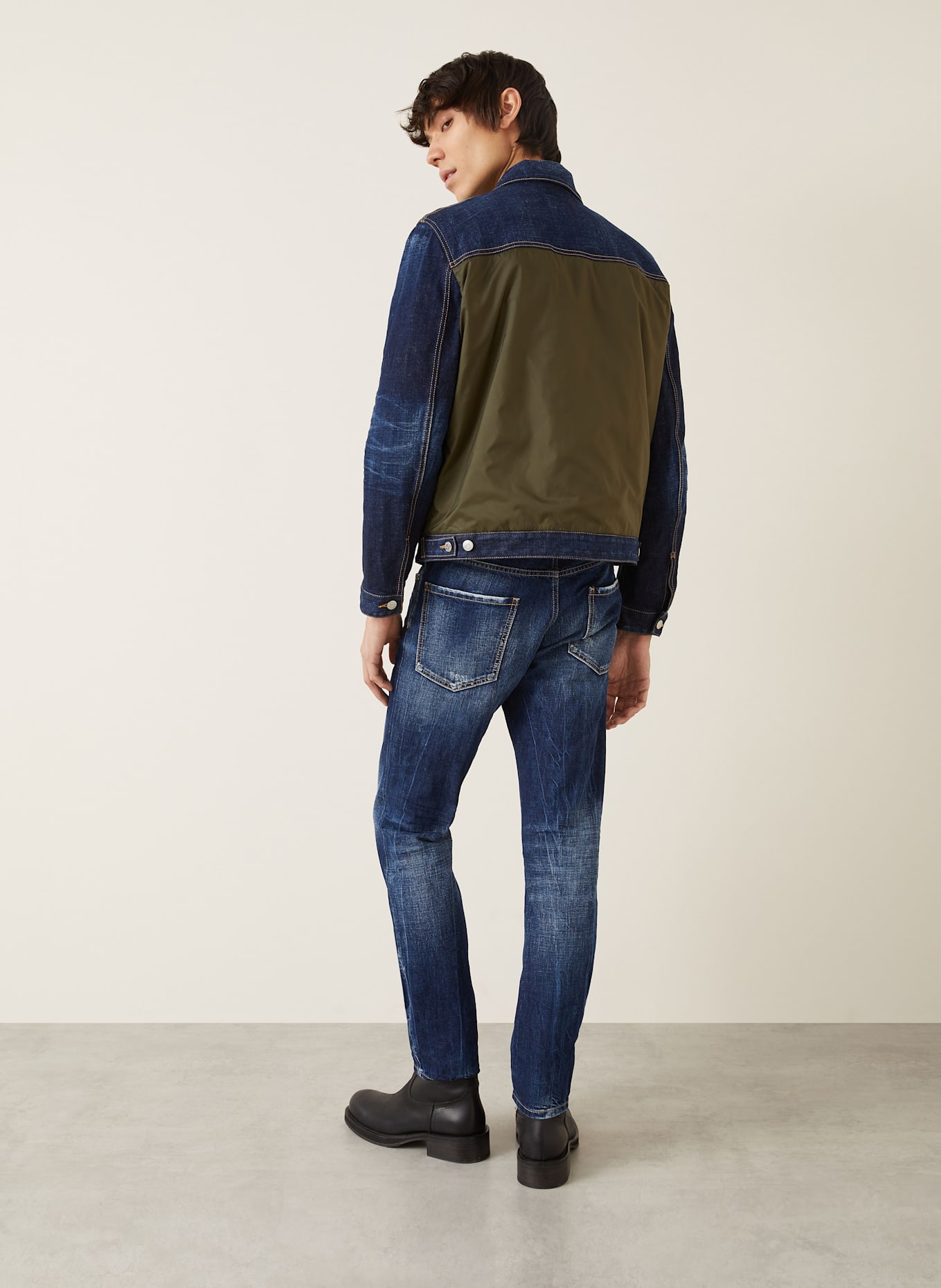 DSQUARED2 Jacke im Materialmix: DUNKELBLAU / KHAKI