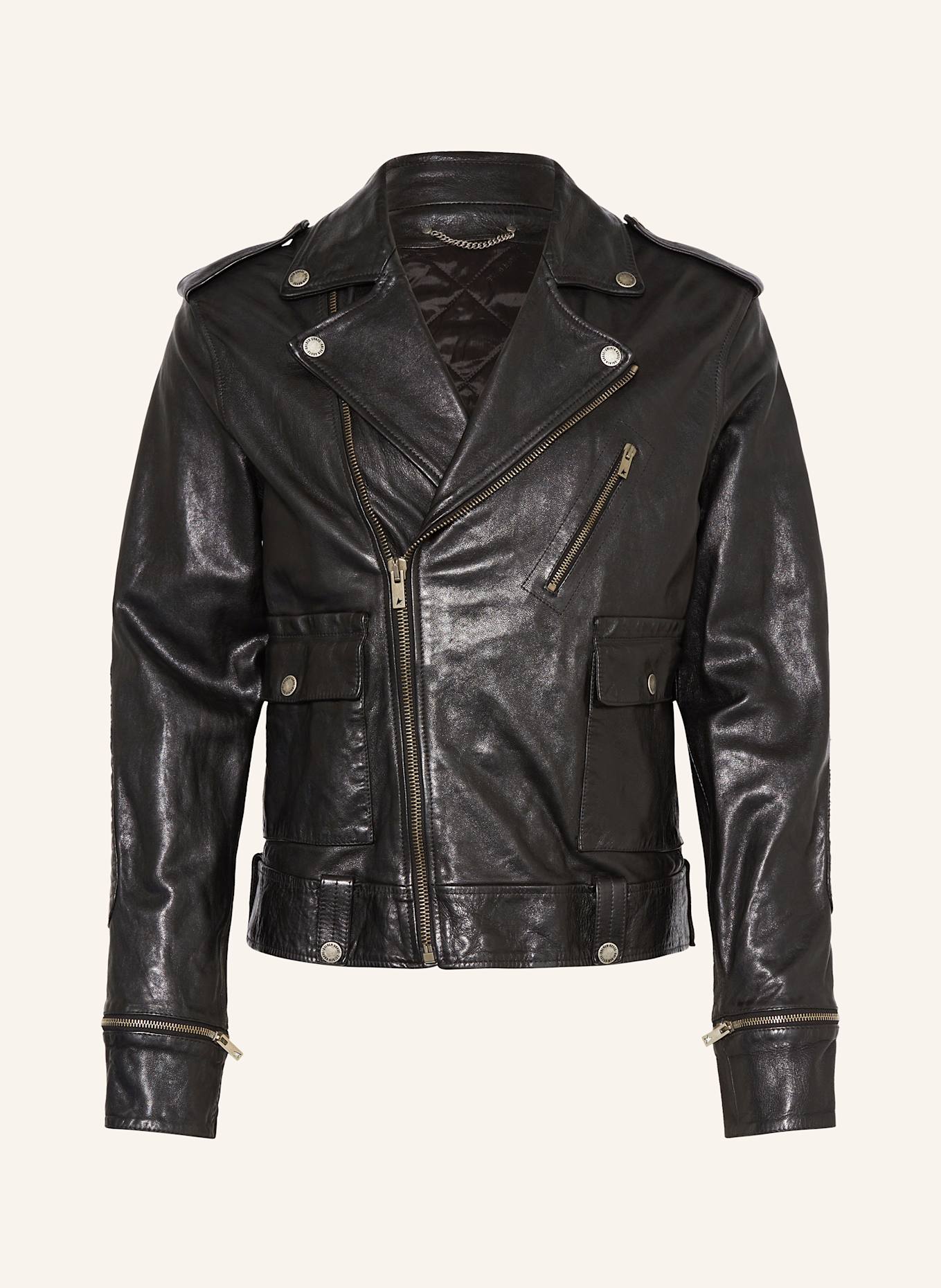 GOLDEN GOOSE Lederjacke JOURNEY: SCHWARZ