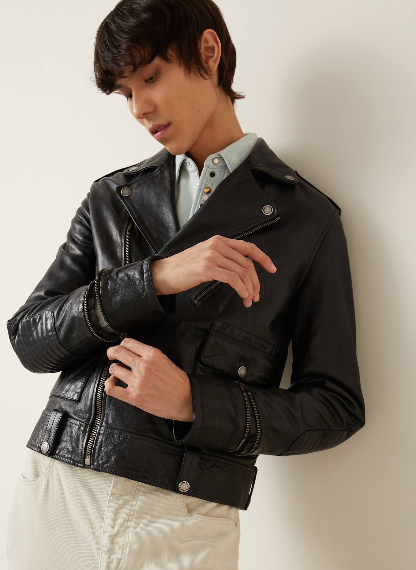GOLDEN GOOSE Lederjacke JOURNEY: SCHWARZ