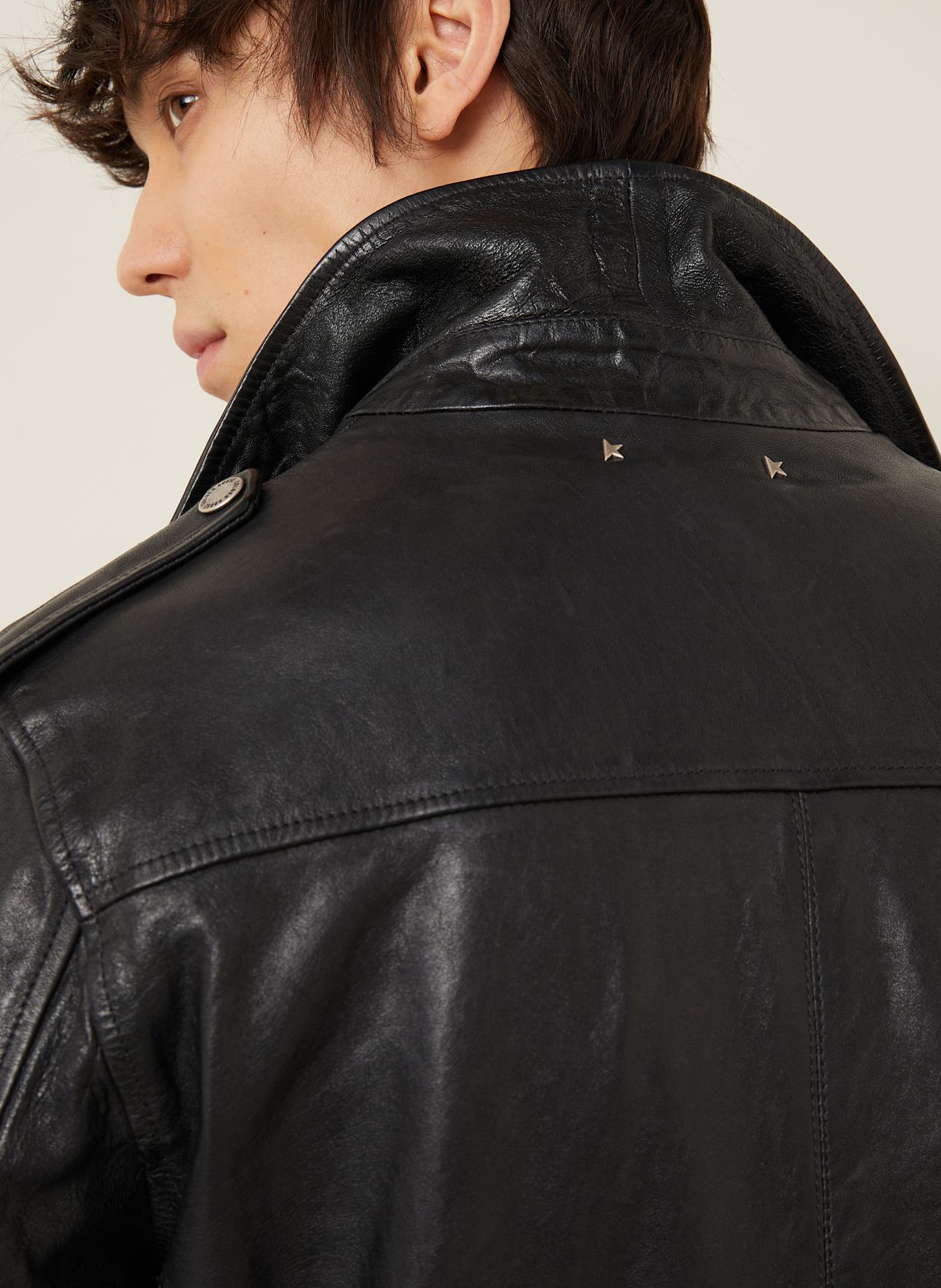 GOLDEN GOOSE Lederjacke JOURNEY: SCHWARZ