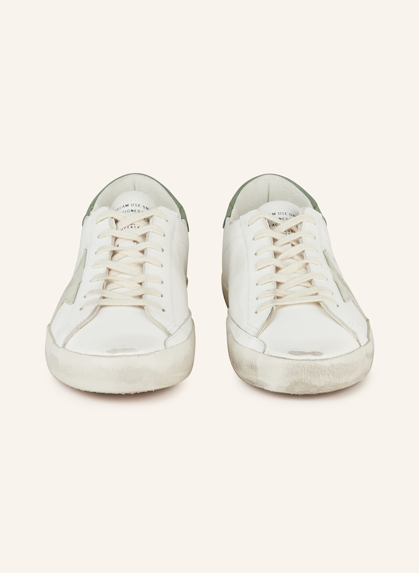 GOLDEN GOOSE Sneaker SUPER-STAR: WEISS / GRÜN