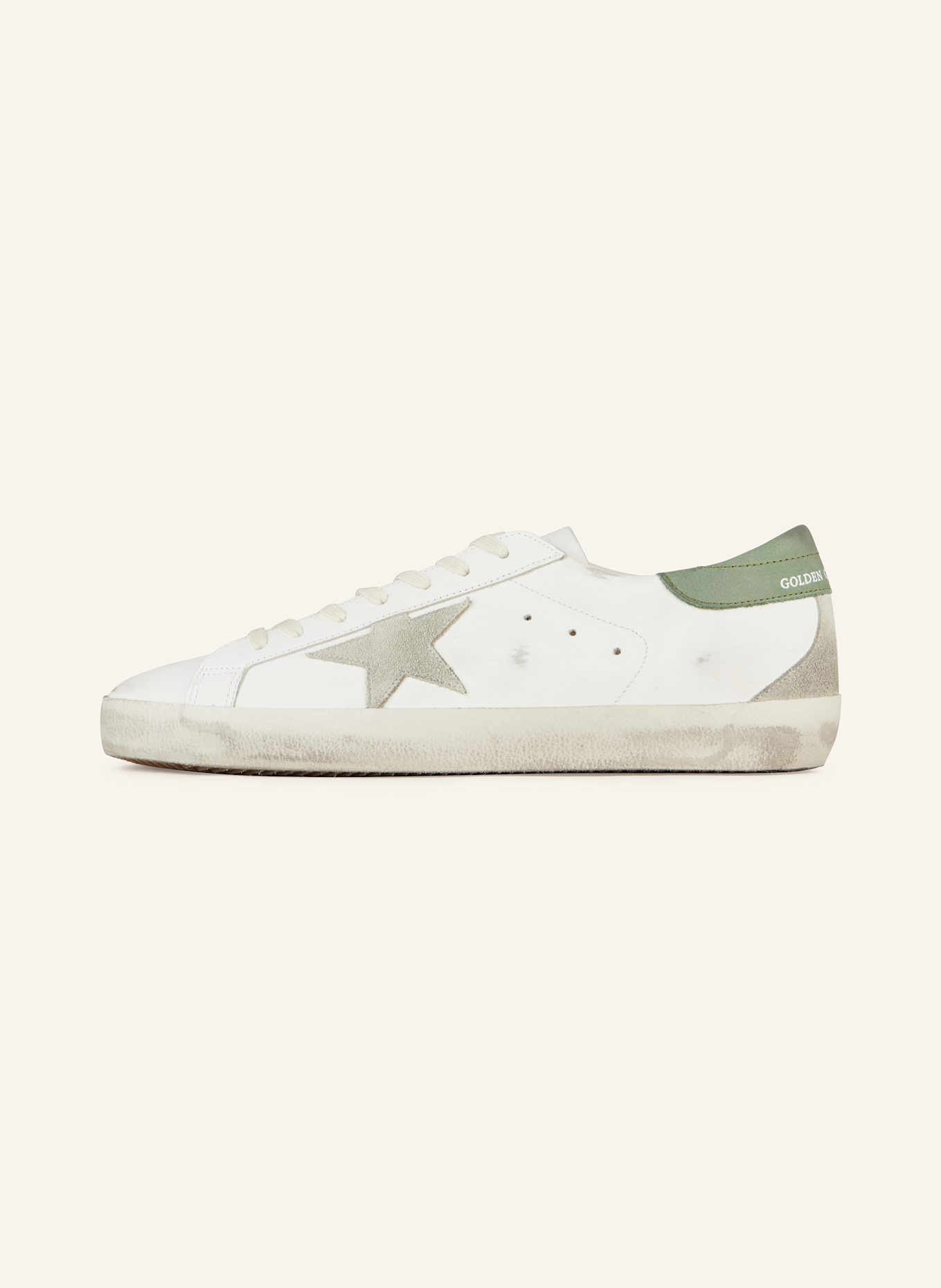 GOLDEN GOOSE Sneaker SUPER-STAR: WEISS / GRÜN
