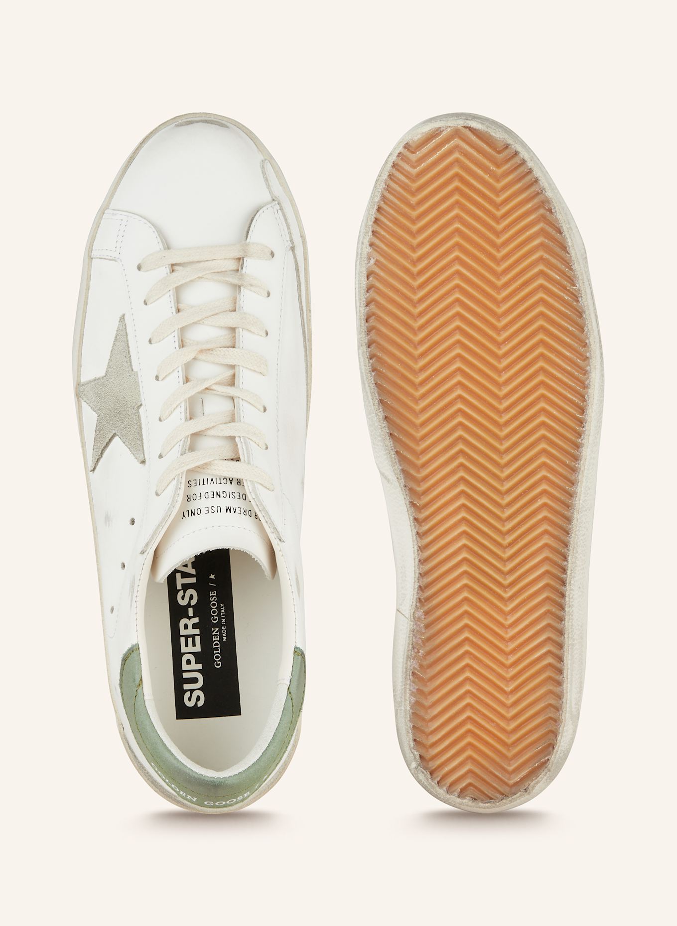 GOLDEN GOOSE Sneaker SUPER-STAR: WEISS / GRÜN