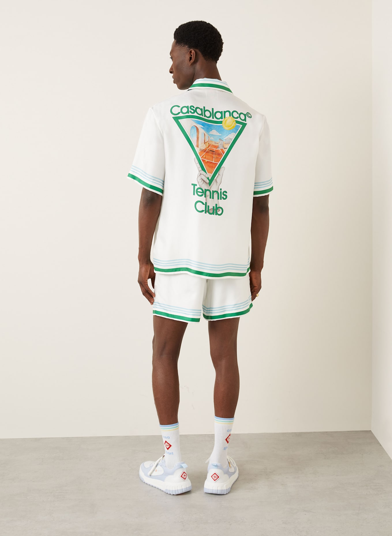 Casablanca Resorthemd Comfort Fit aus Seide: WEISS / GRÜN / HELLBLAU