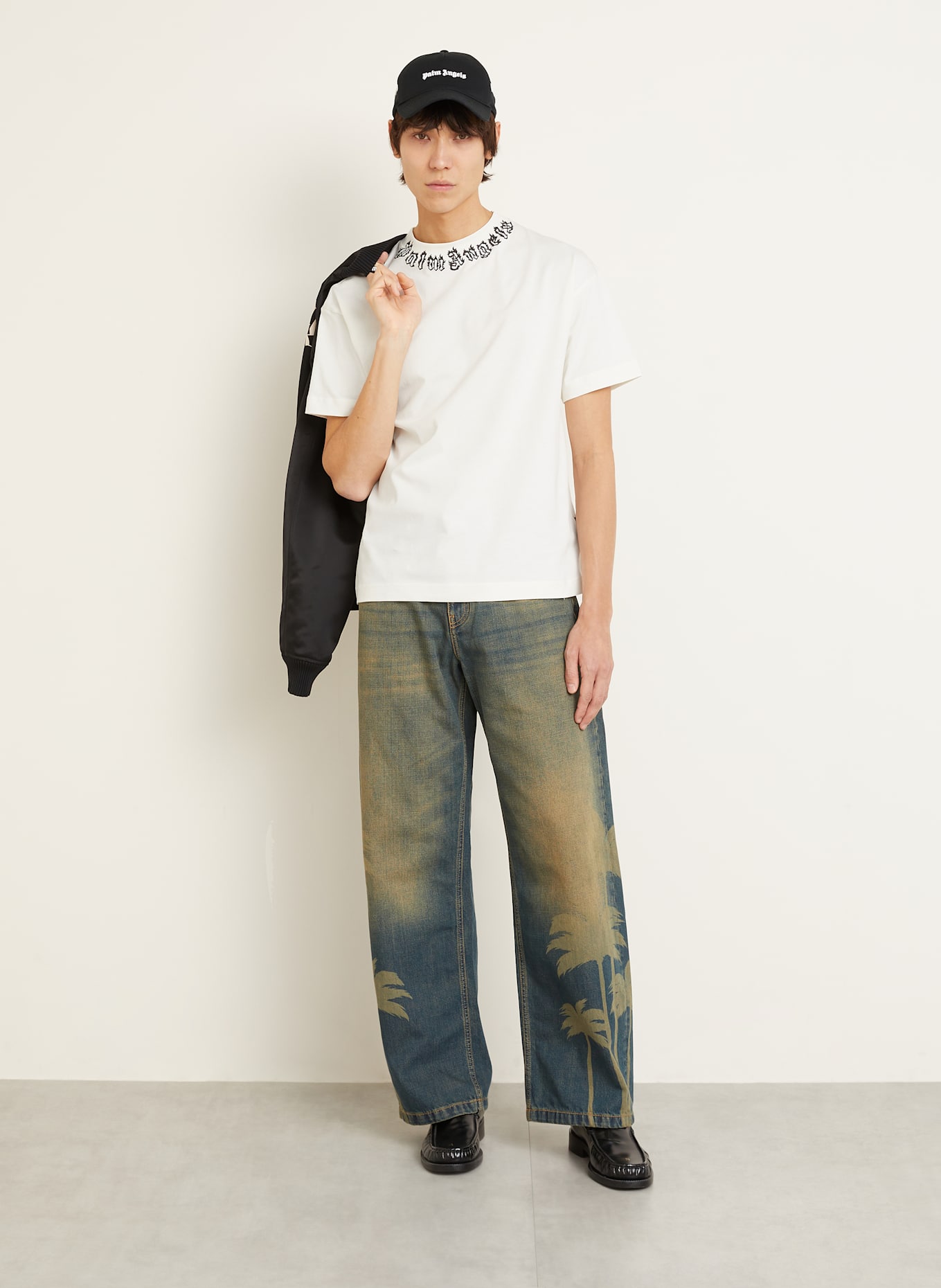 Palm Angels T-shirt: ECRU/ CZARNY