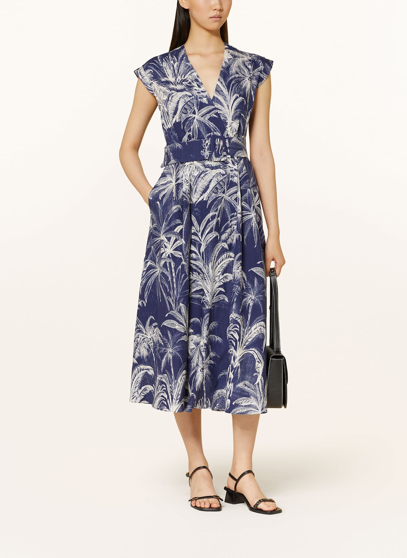 MARELLA Sukienka z dodatkiem lnu: NIEBIESKI / KREMOWY