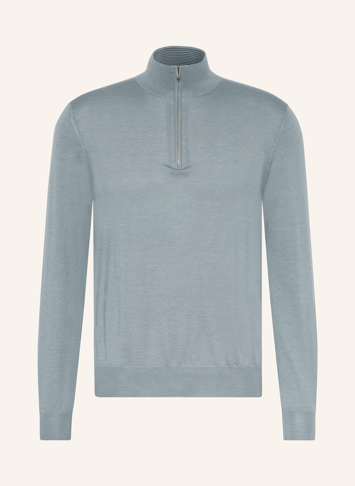 FIORONI Cashmere half-zip sweater with silk in blue gray