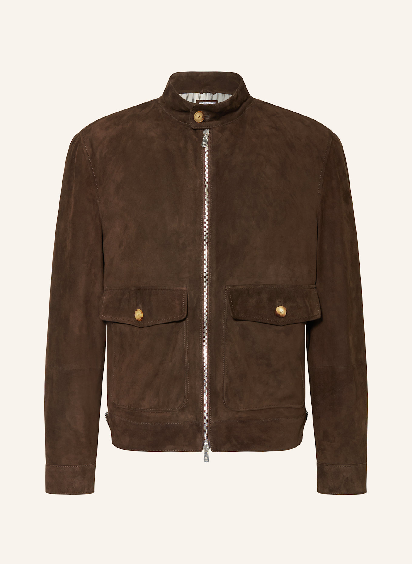 BRUNELLO CUCINELLI Leather jacket: DARK BROWN