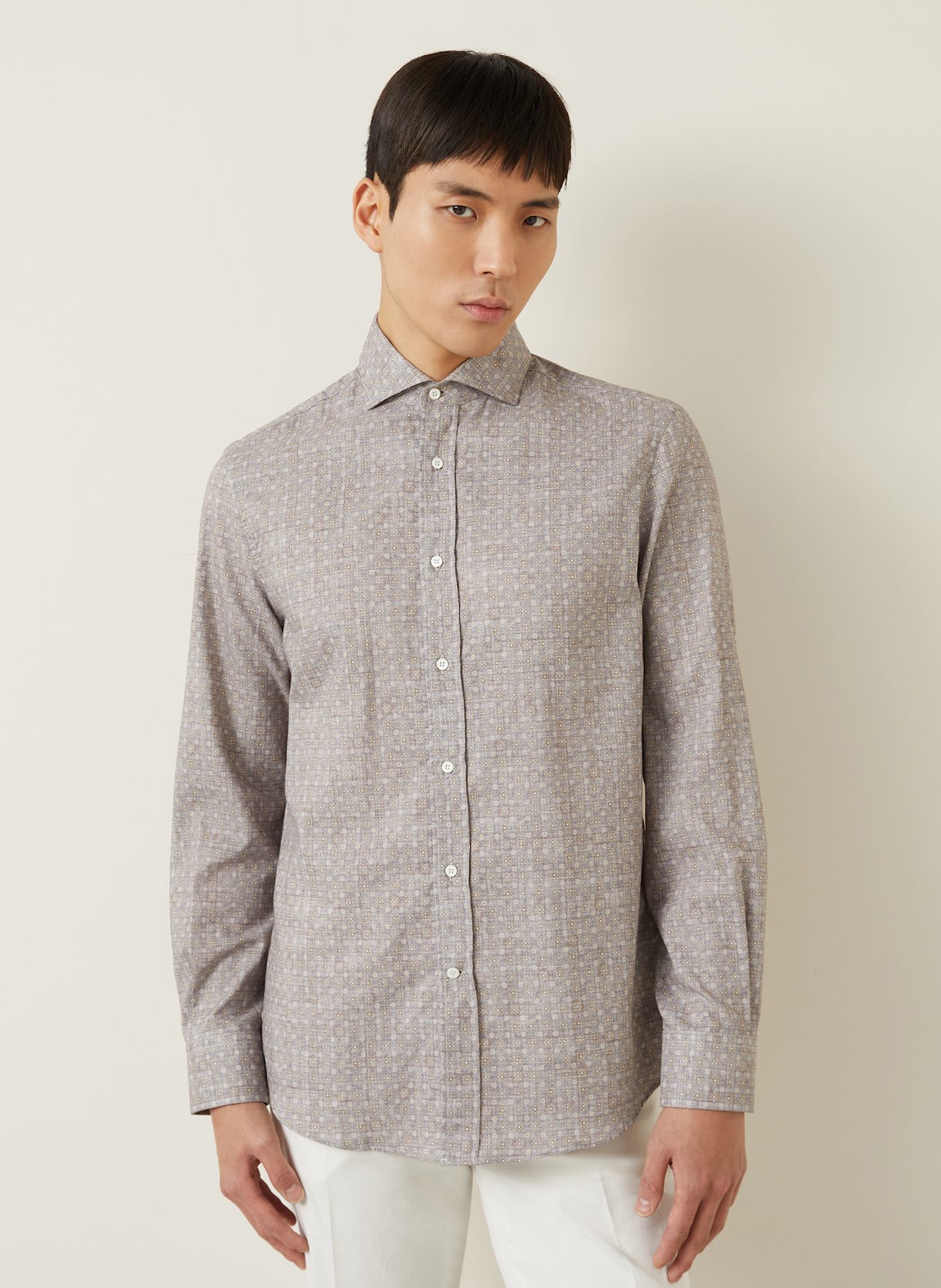 BRUNELLO CUCINELLI Shirt regular fit, Color: GRAY/ BROWN (Image 4)