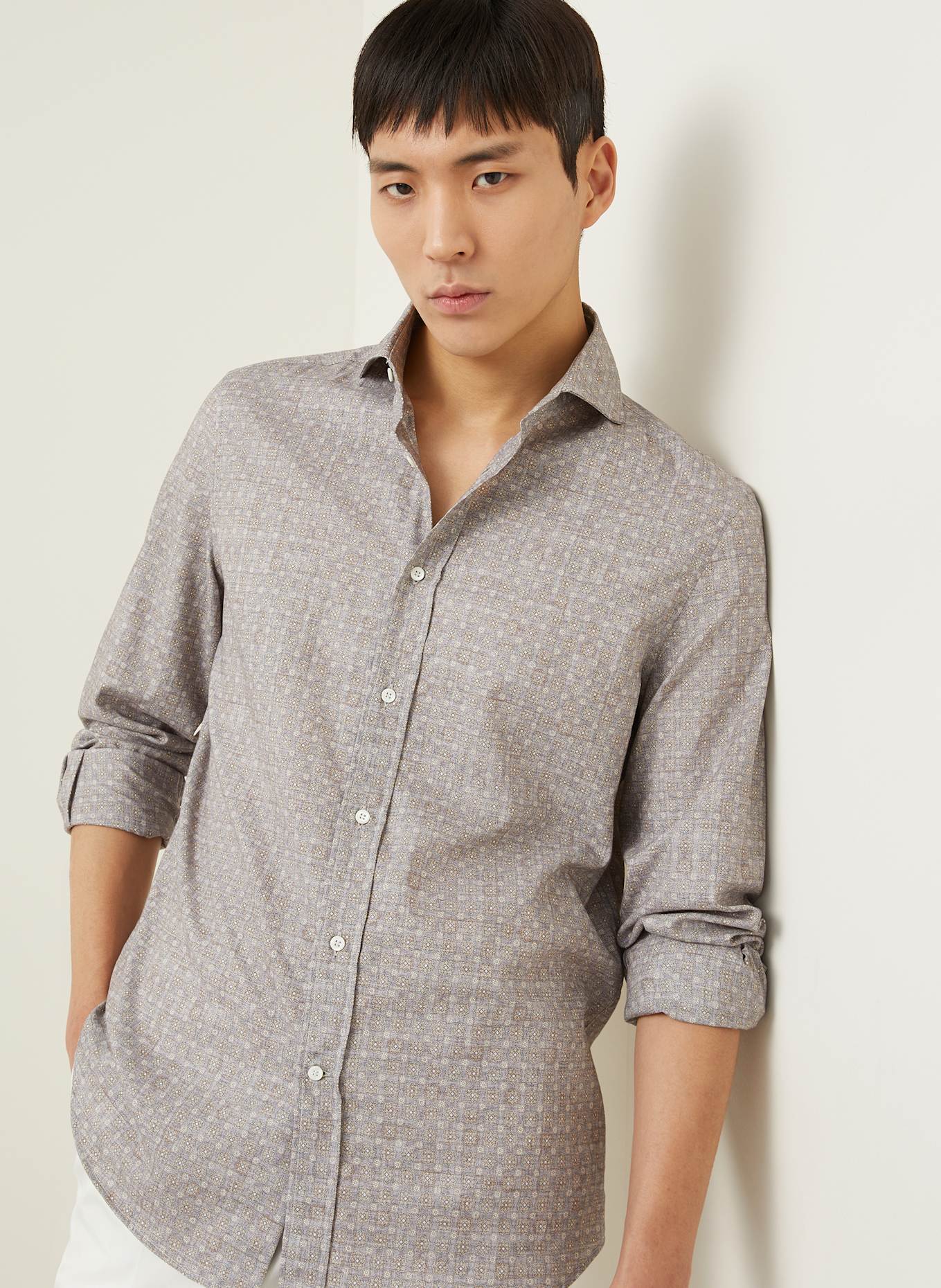BRUNELLO CUCINELLI Shirt regular fit, Color: GRAY/ BROWN (Image 5)