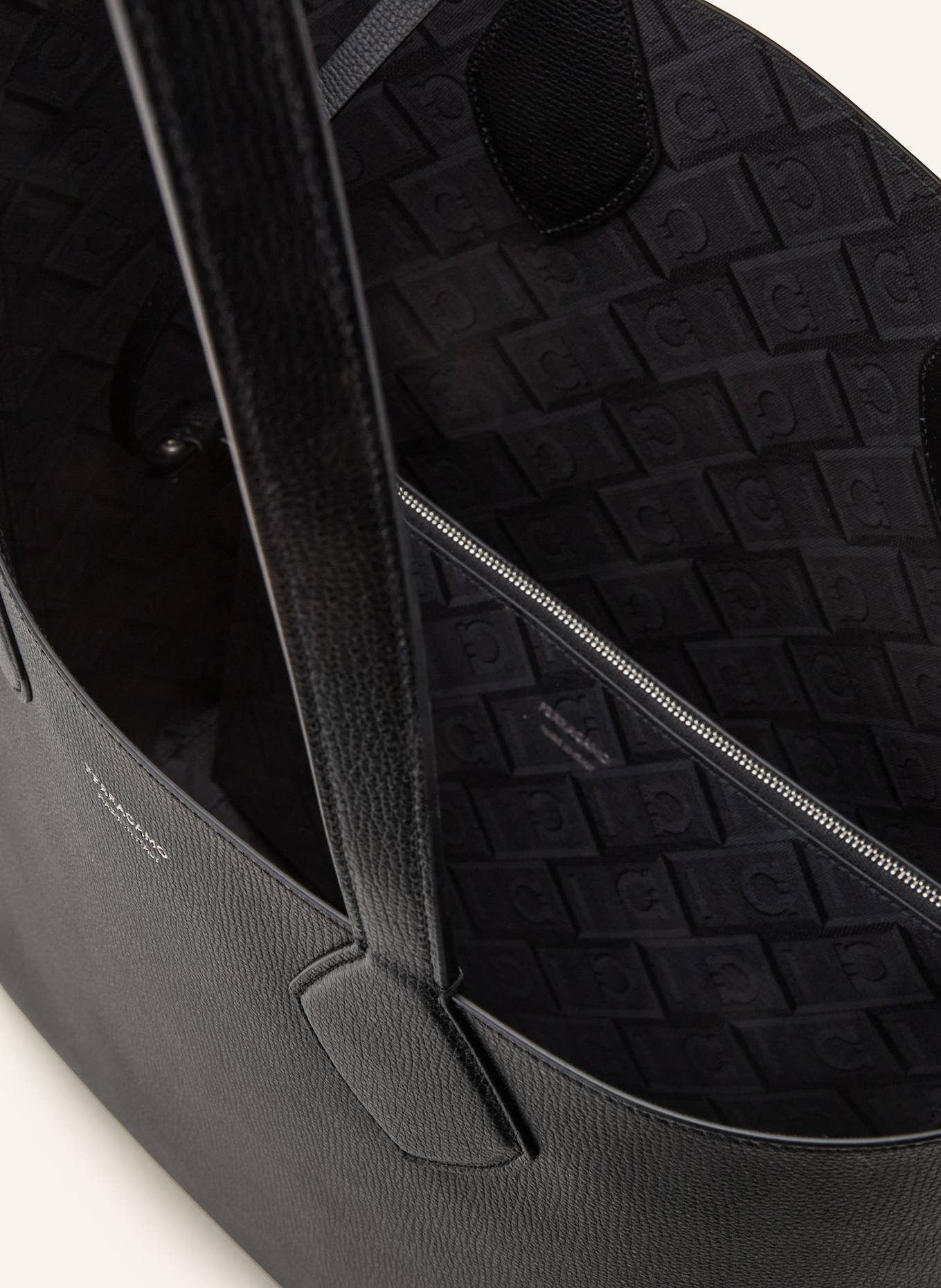 FERRAGAMO Torba shopper dwustronna z saszetką: CZARNY/ SZARY