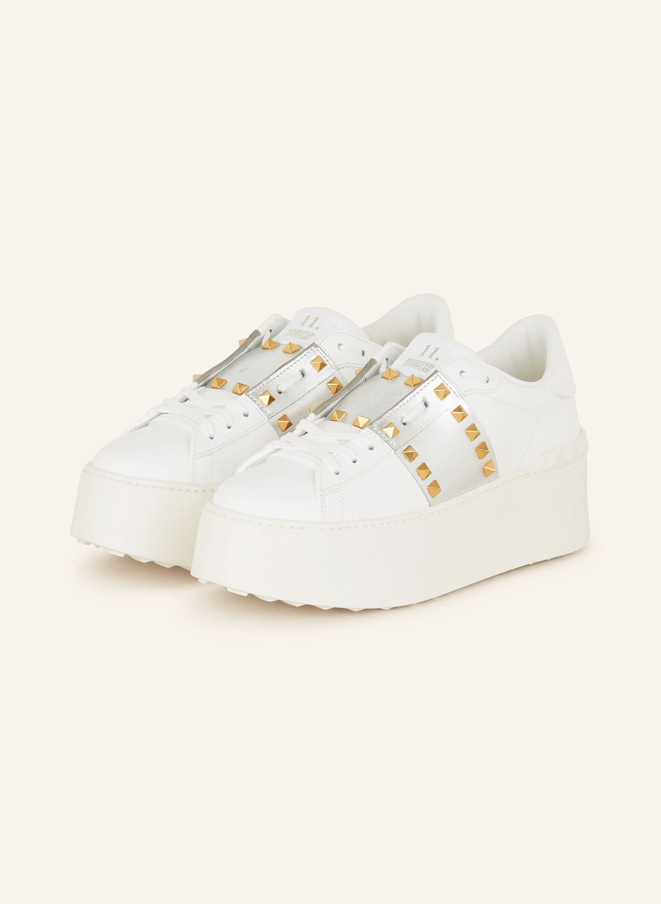 VALENTINO GARAVANI Sneaker ROCKSTUD UNTITLED: WEISS / SILBER