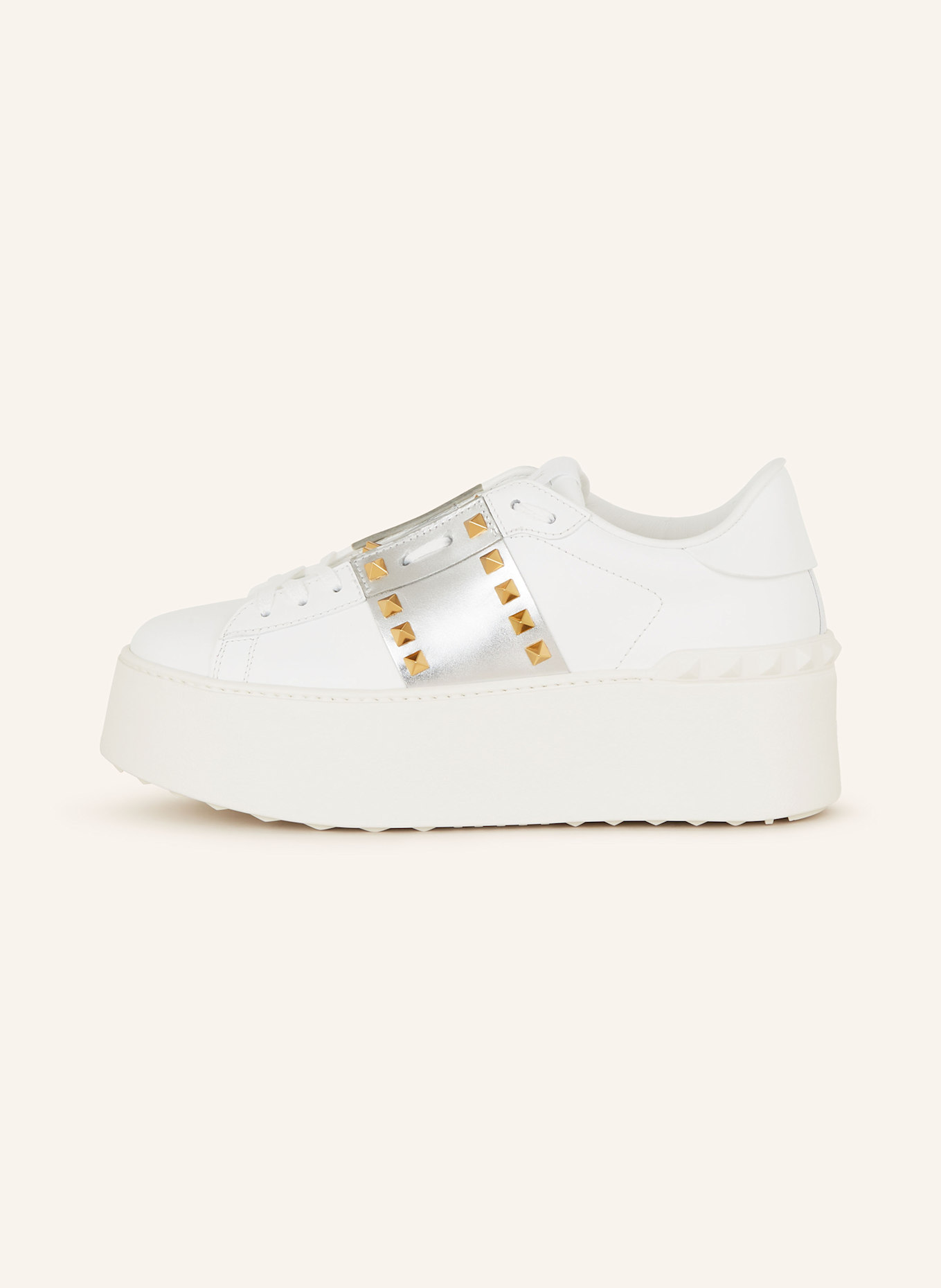 VALENTINO GARAVANI Sneaker ROCKSTUD UNTITLED: WEISS / SILBER