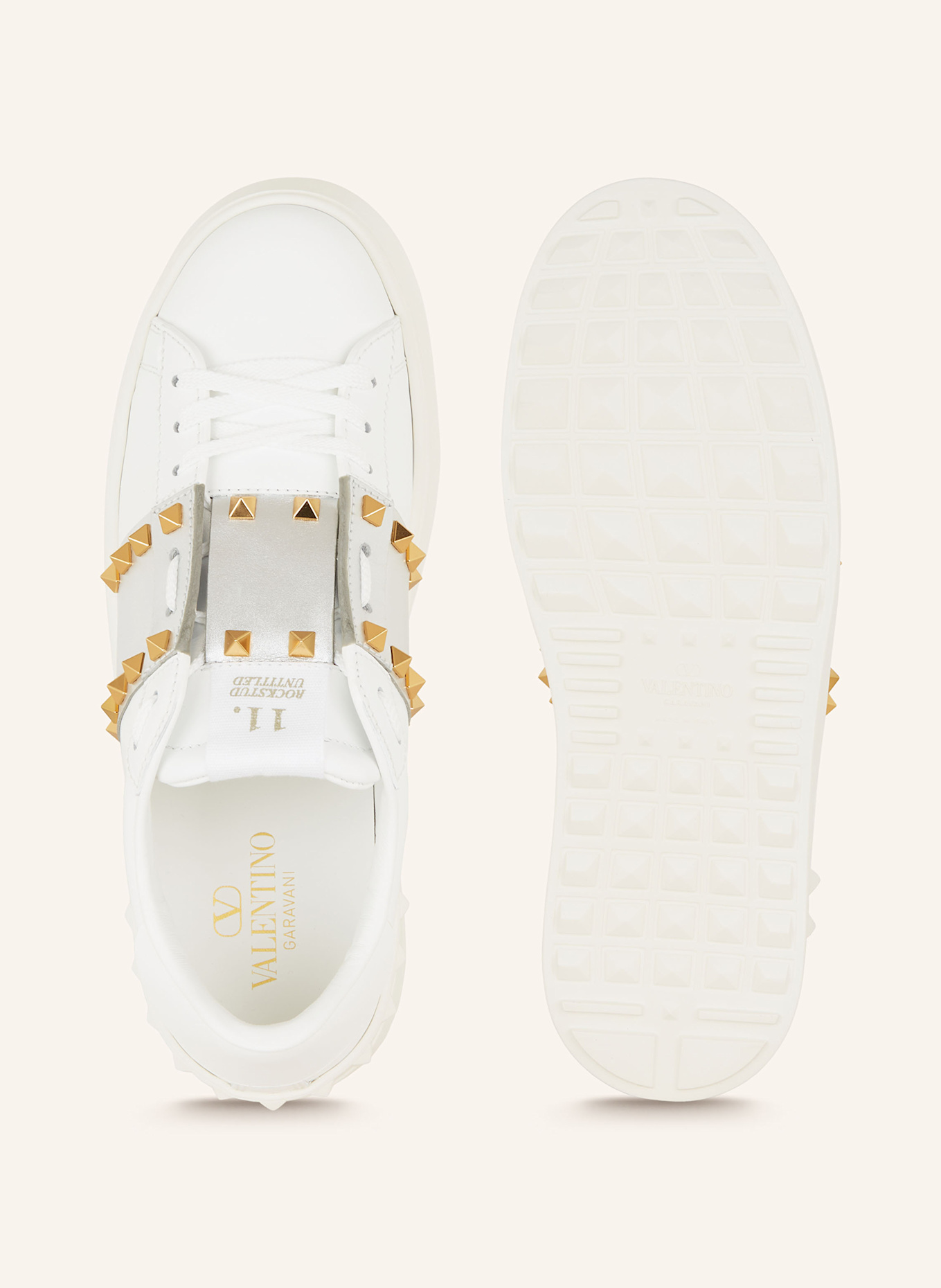 VALENTINO GARAVANI Sneaker ROCKSTUD UNTITLED: WEISS / SILBER