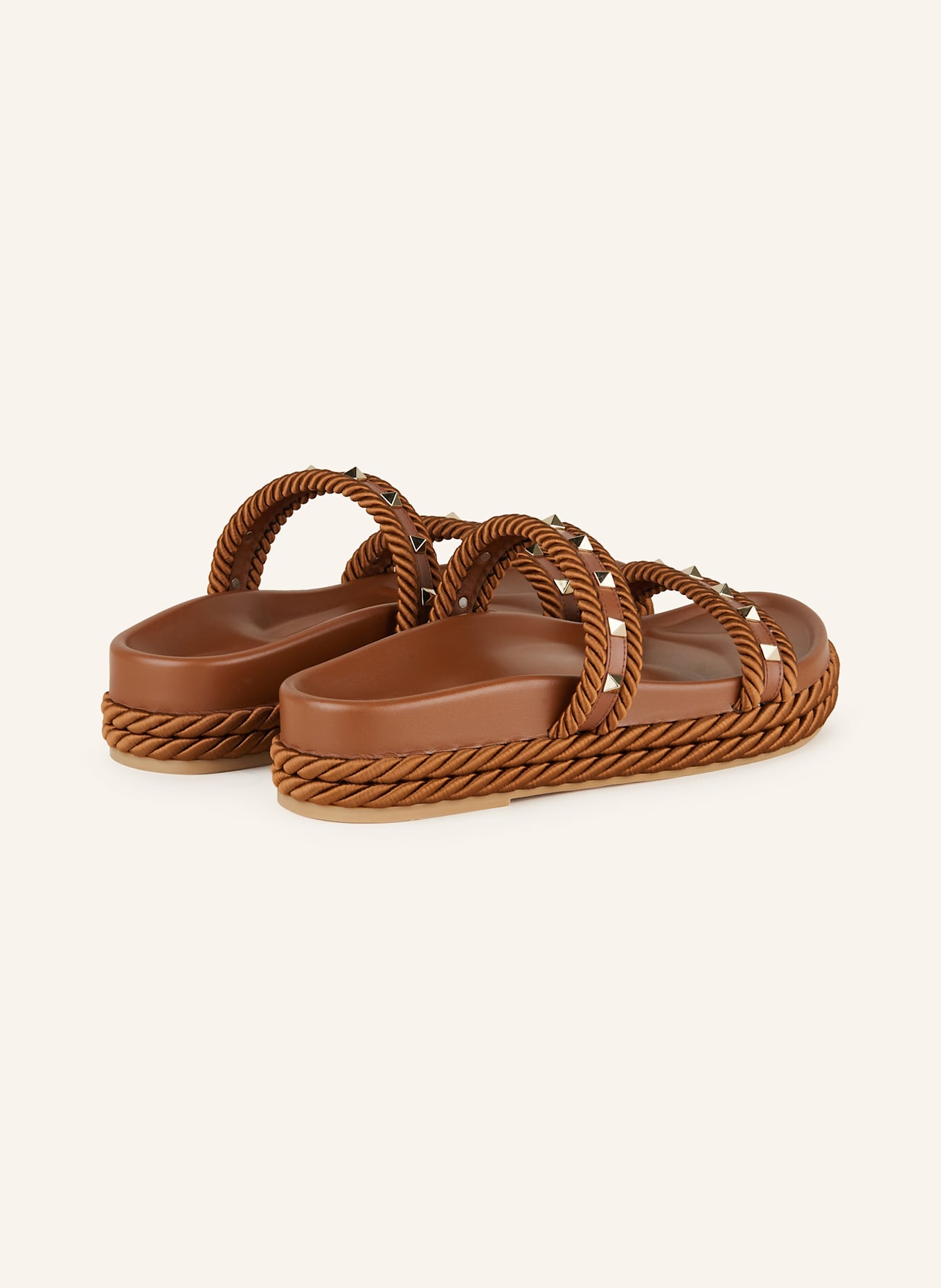 VALENTINO GARAVANI Platform slides ROCKSTUD in brown