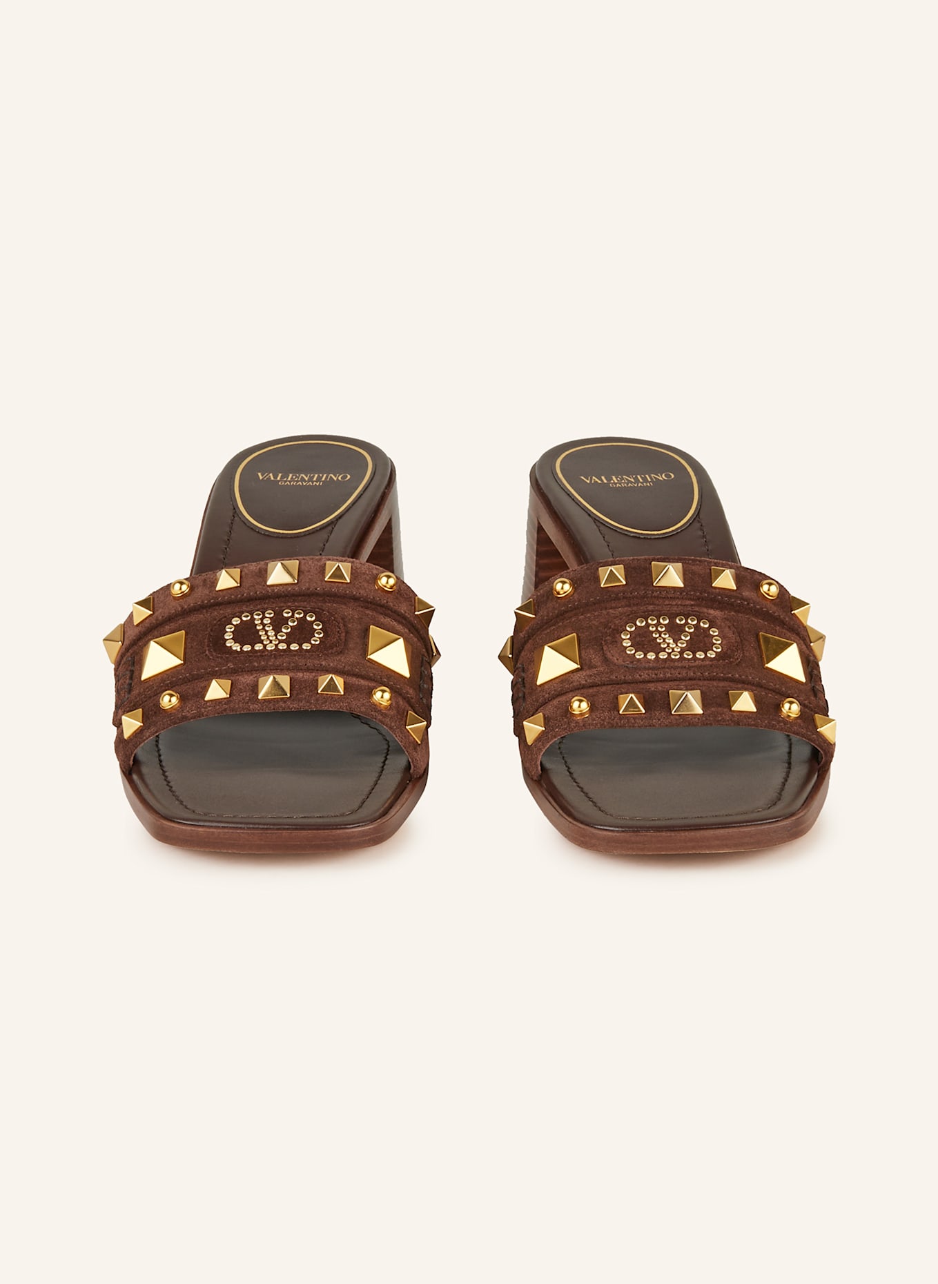 VALENTINO GARAVANI Mules VG PLASTER CASTER mit Nieten: BRAUN