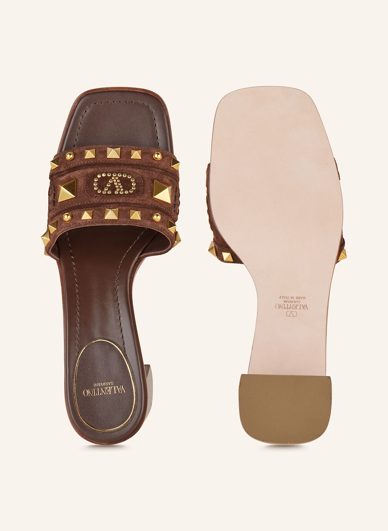VALENTINO GARAVANI Mules VG PLASTER CASTER mit Nieten: BRAUN