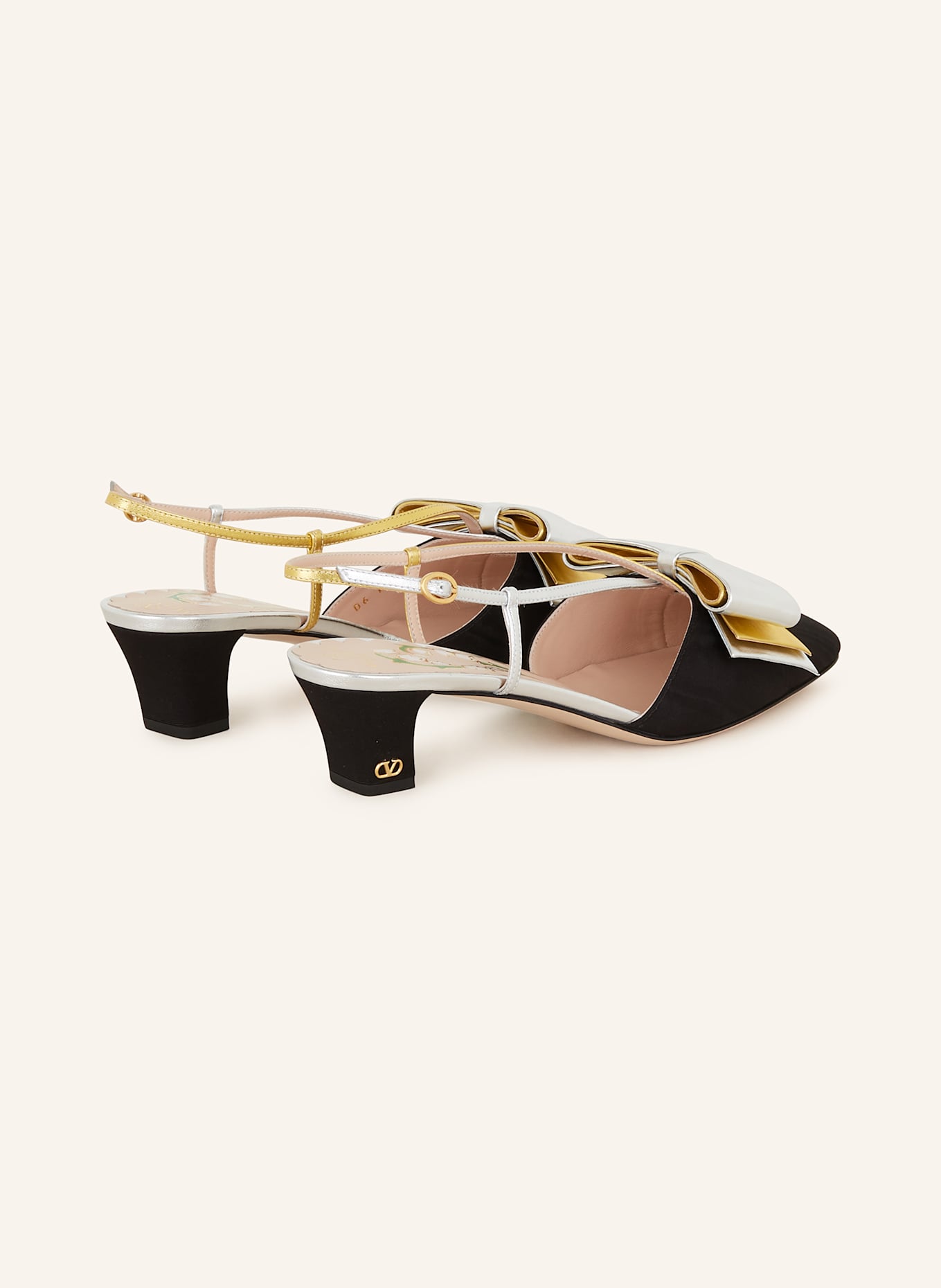 VALENTINO GARAVANI Slingpumps: WEISS/ SCHWARZ/ GOLD