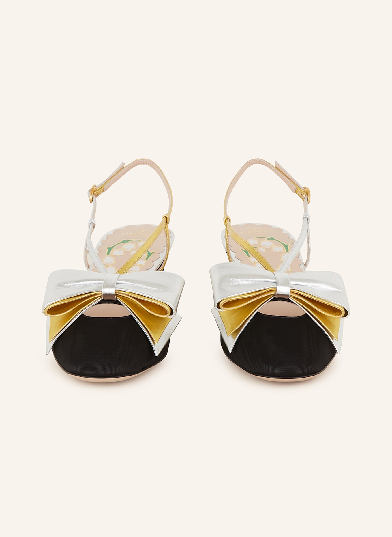 VALENTINO GARAVANI Slingpumps: WEISS/ SCHWARZ/ GOLD
