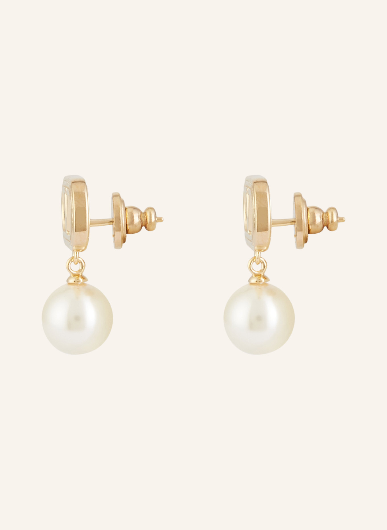 VALENTINO GARAVANI Earrings OVALETTE in gold/ white