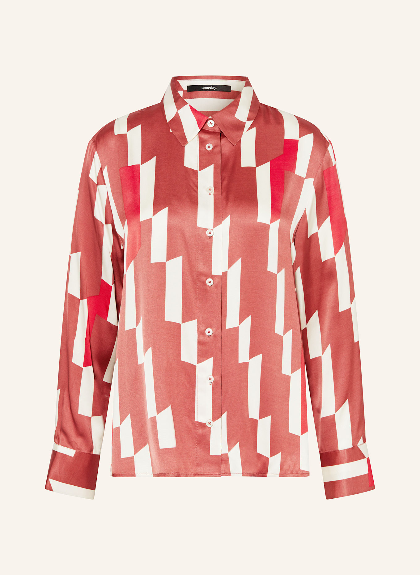 someday Hemdbluse ZINNOVA aus Satin: HELLROT / ECRU / ROT