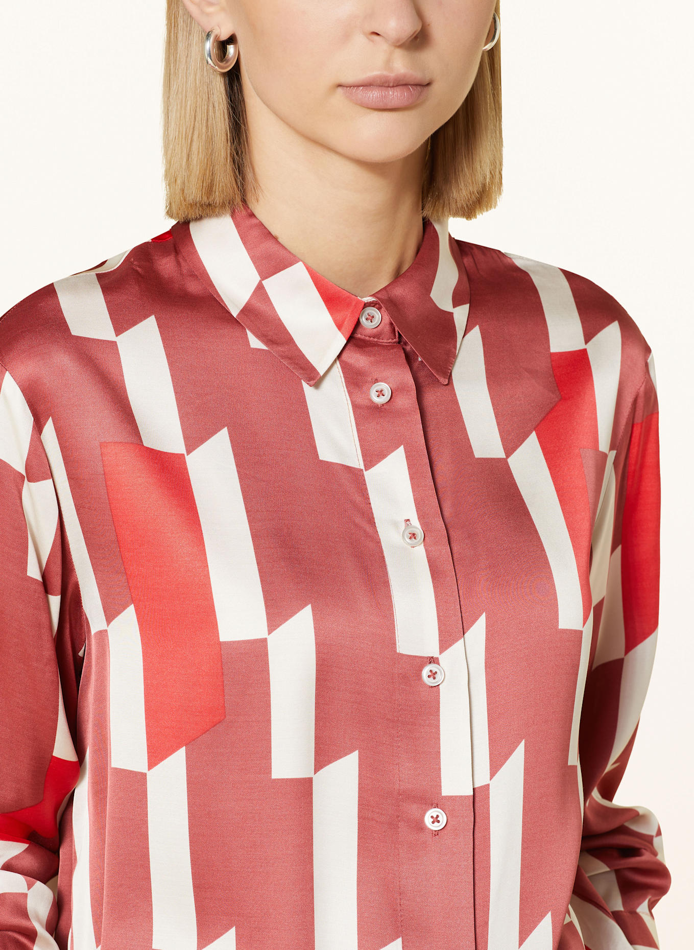 someday Hemdbluse ZINNOVA aus Satin: HELLROT / ECRU / ROT