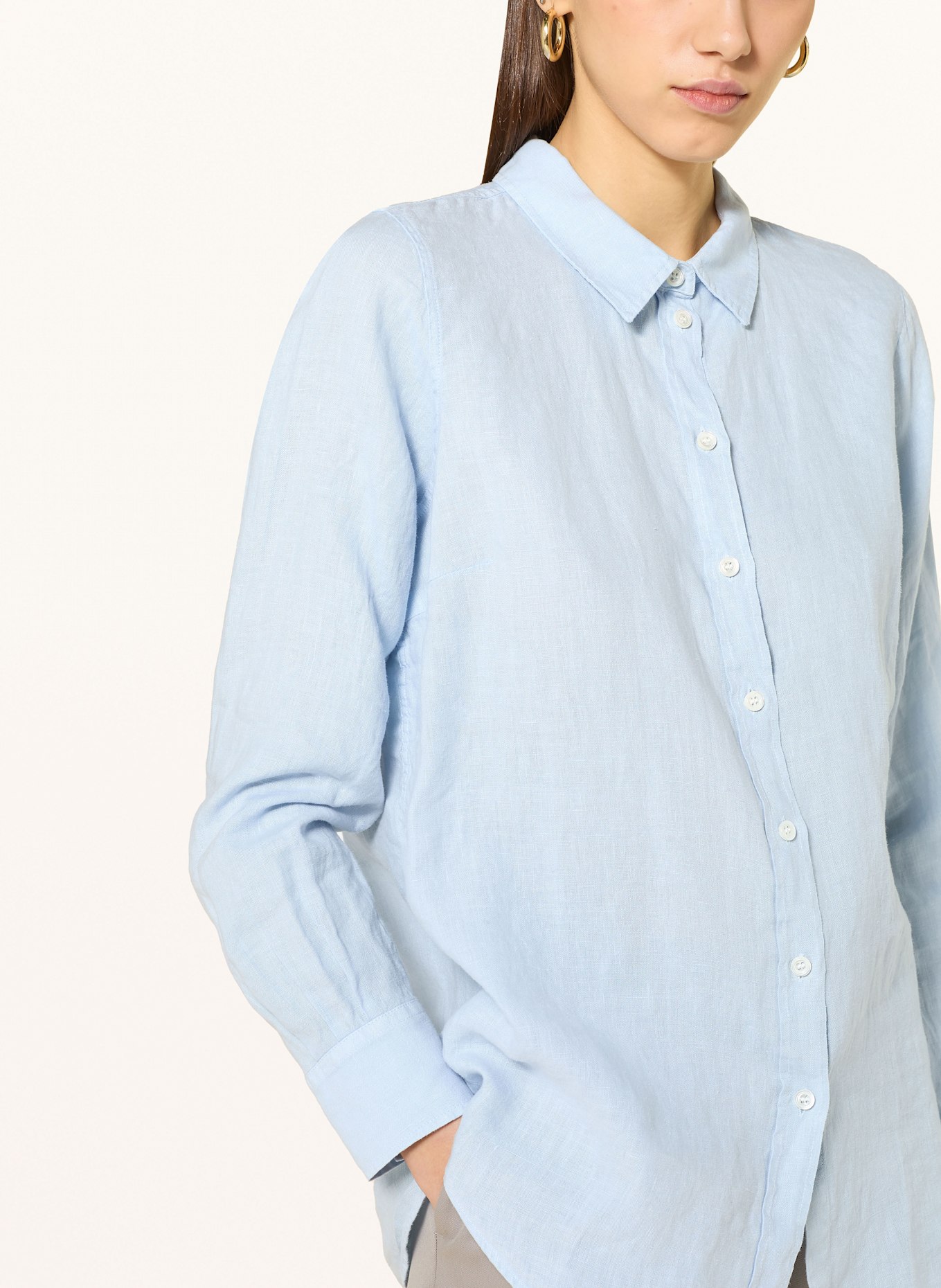 MOS MOSH Overhemd MMKARLI van linnen: LICHTBLAUW