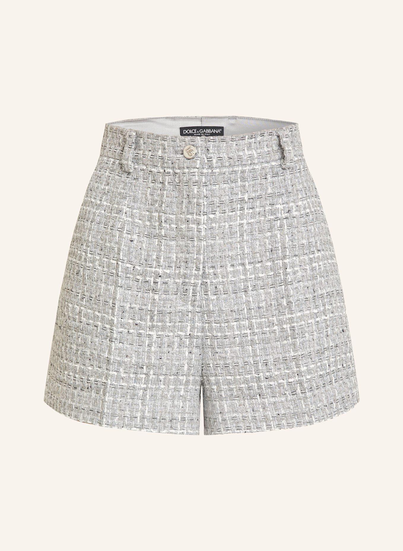 DOLCE & GABBANA Bouclé-shorts with glitter thread: LIGHT GRAY / WHITE / SILVER