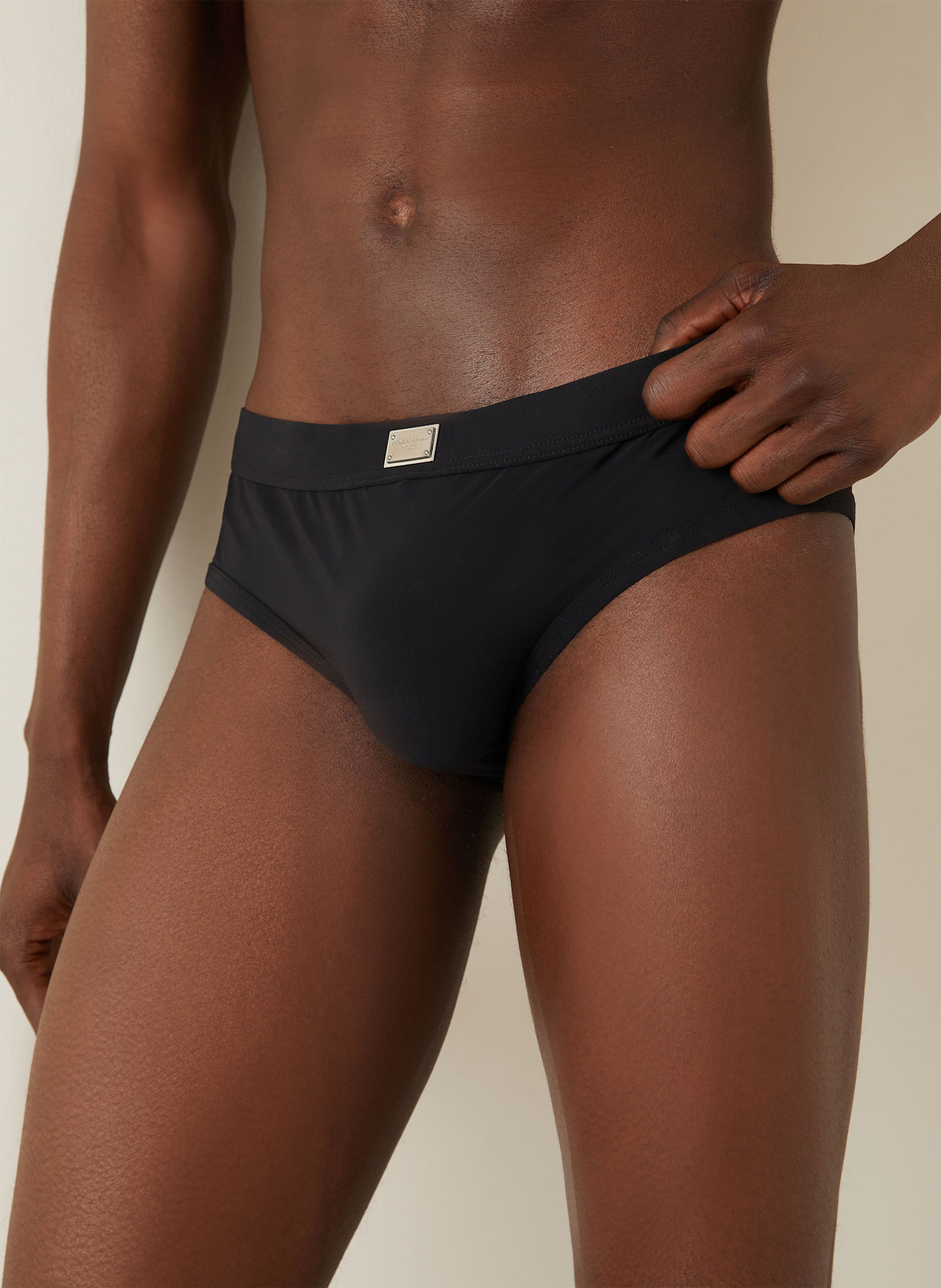 DOLCE & GABBANA Koupací slipy JERSEY INDEM.: ČERNÁ