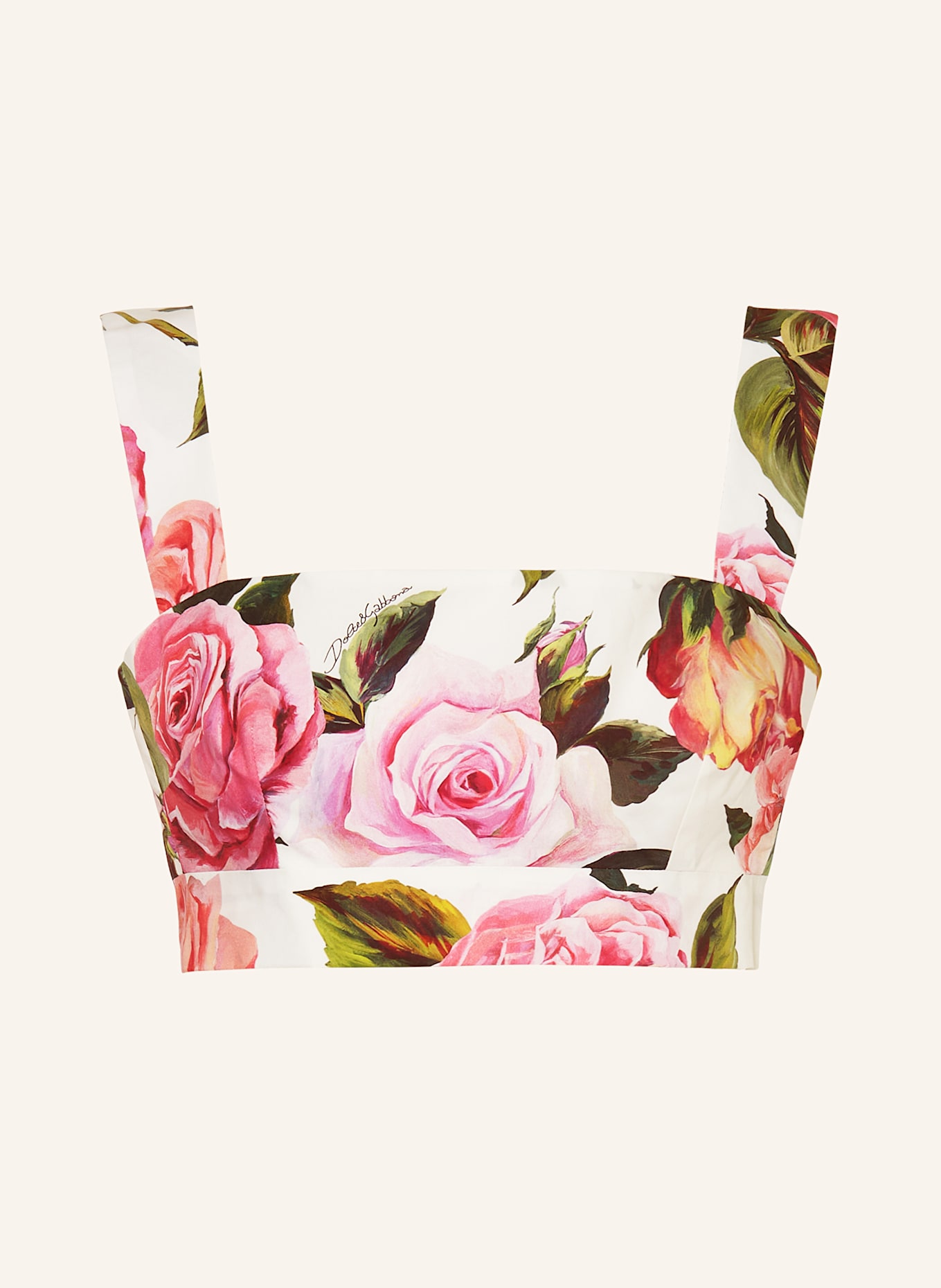 DOLCE & GABBANA Cropped-Top: WEISS / PINK / GRÜN