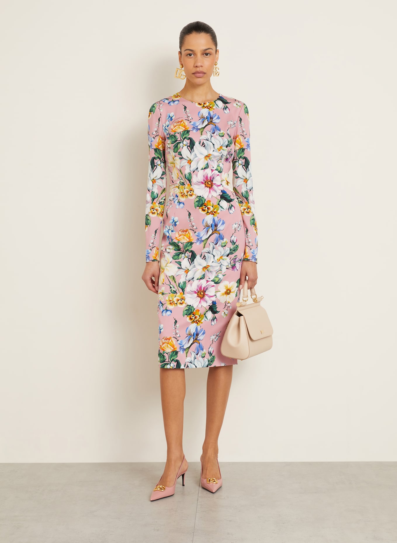 DOLCE & GABBANA Seidenkleid: ROSA / GRÜN / BLAU