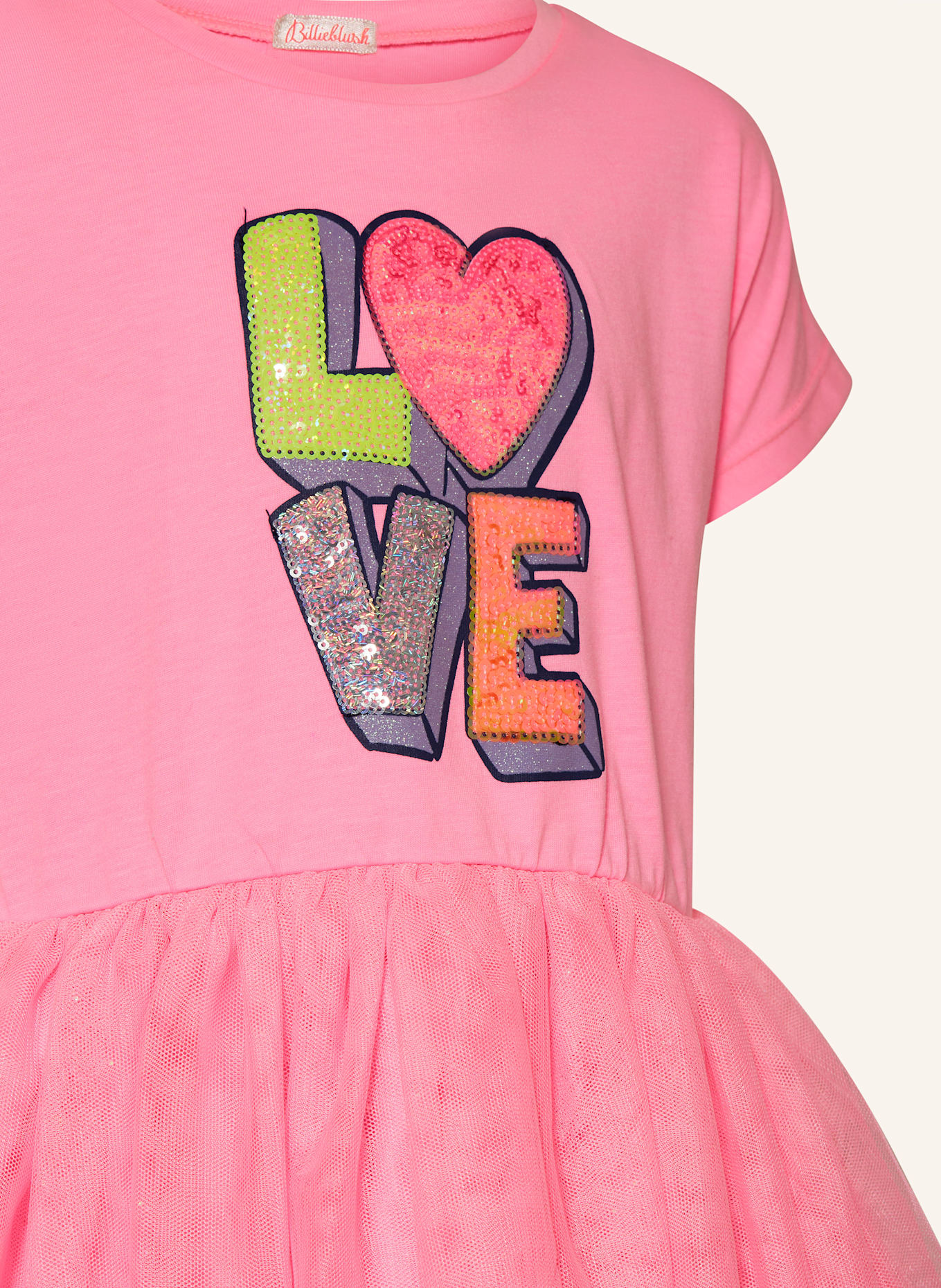 Billieblush Kleid mit Pailletten und Schmucksteinen: NEONROSA