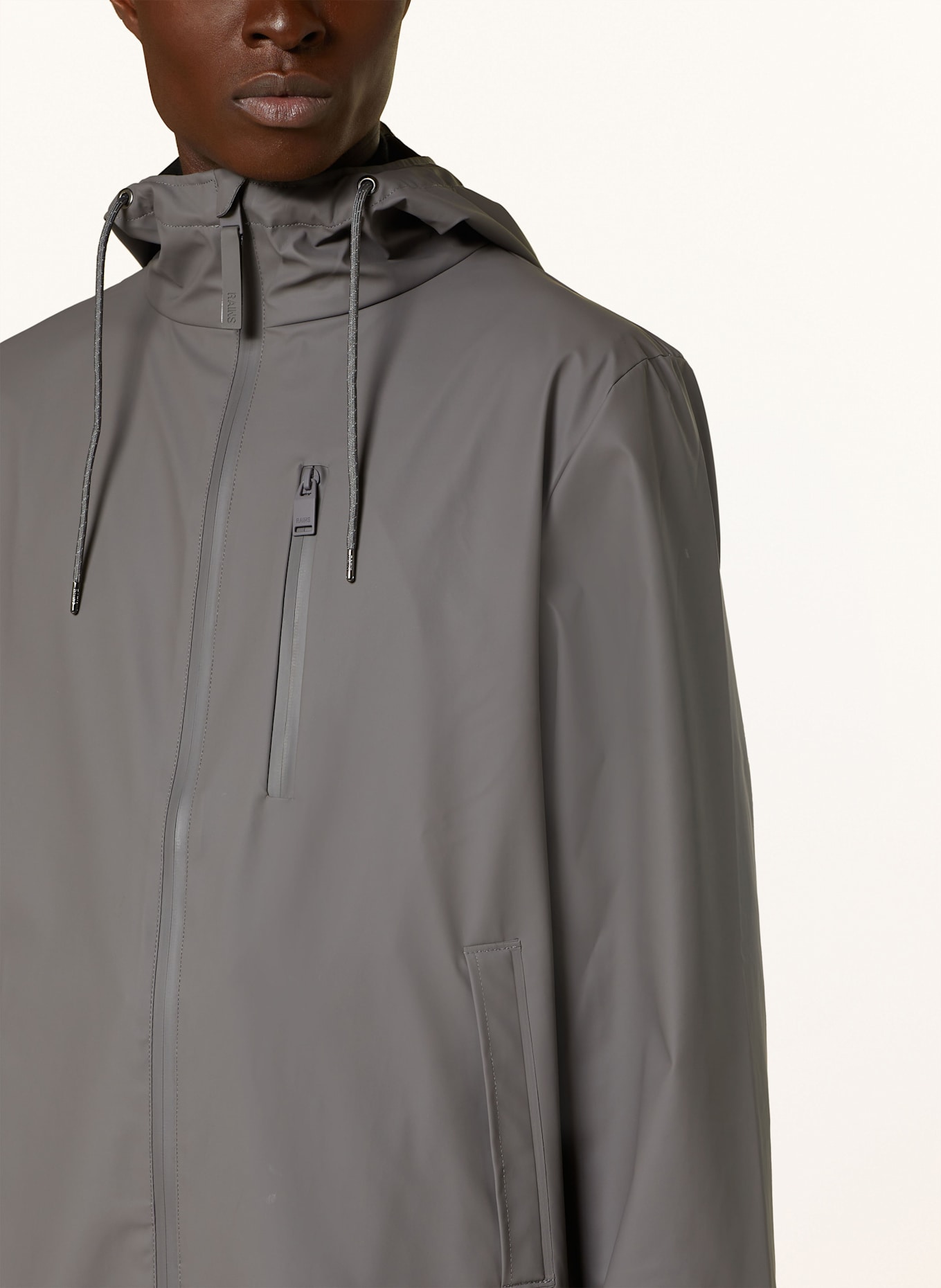 RAINS Regenmantel LONG STORM BREAKER W3: GRAU