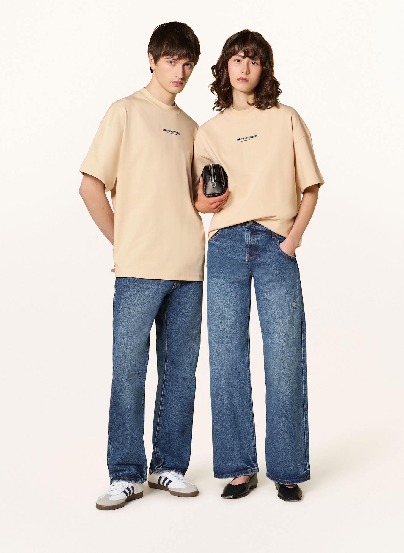 WRSTBHVR Tričko STUDIO V10: SVĚTLE HNĚDÁ / TMAVĚ MODRÁ