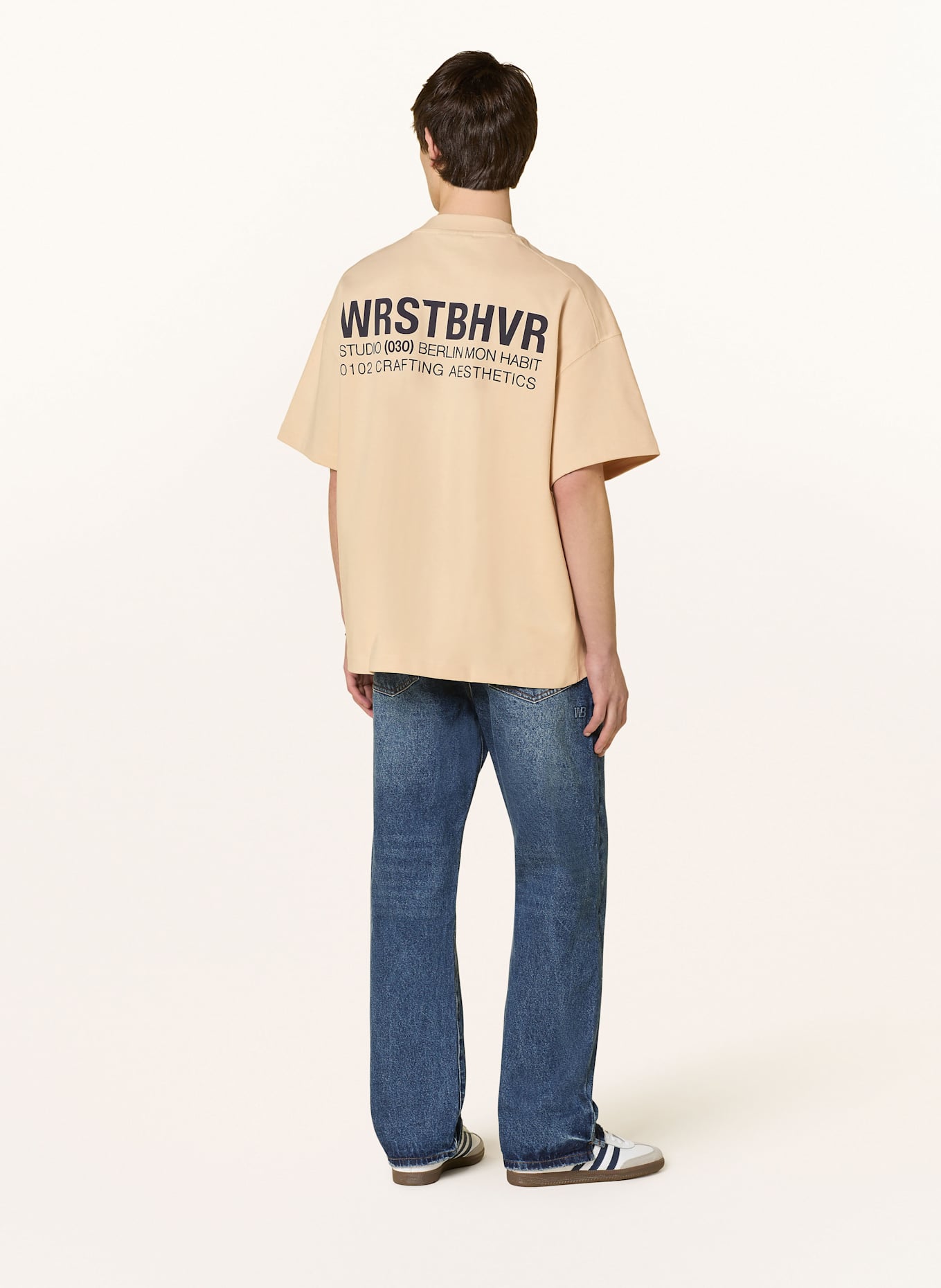 WRSTBHVR Tričko STUDIO V10: SVĚTLE HNĚDÁ / TMAVĚ MODRÁ