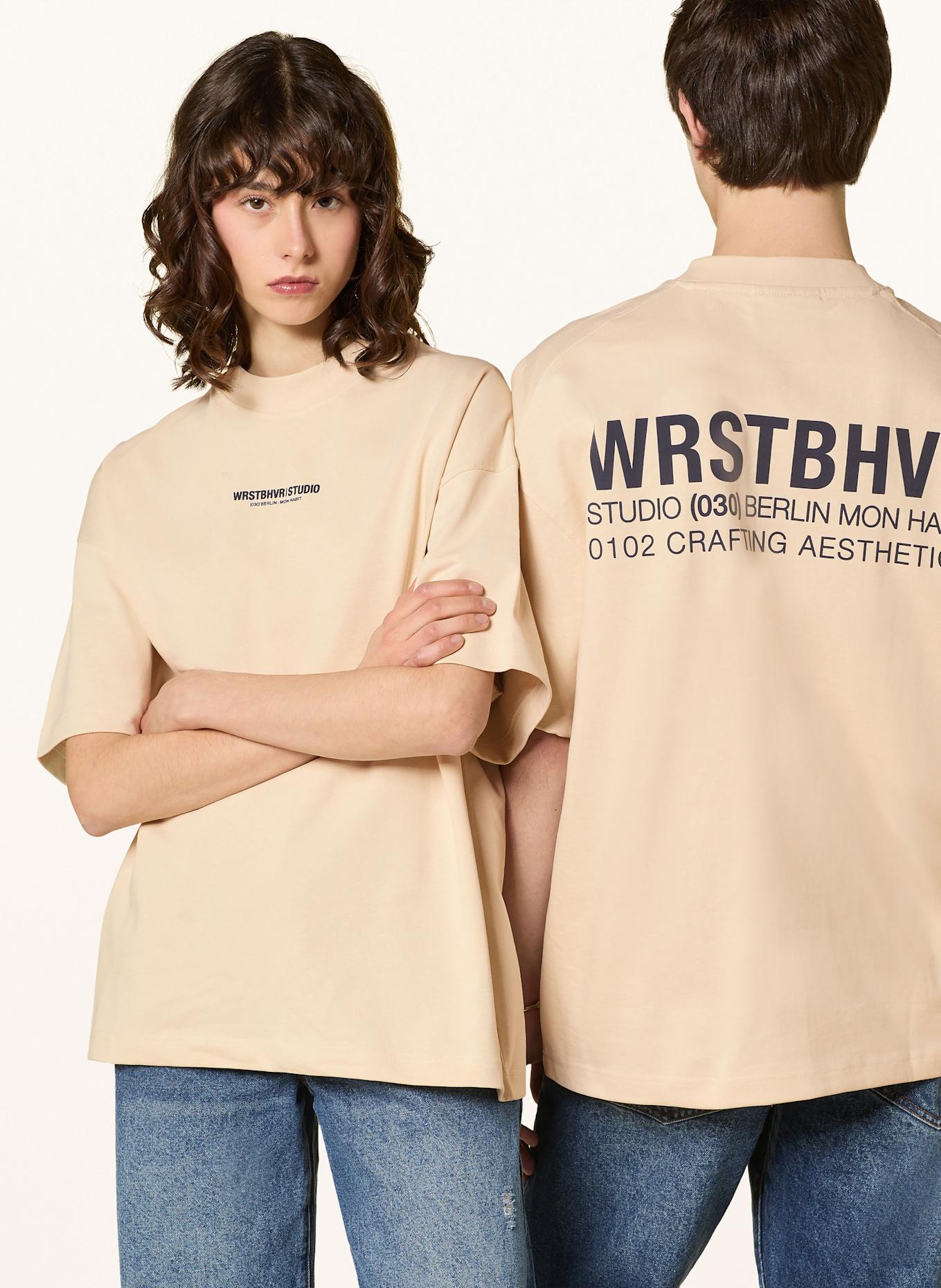 WRSTBHVR Tričko STUDIO V10: SVĚTLE HNĚDÁ / TMAVĚ MODRÁ