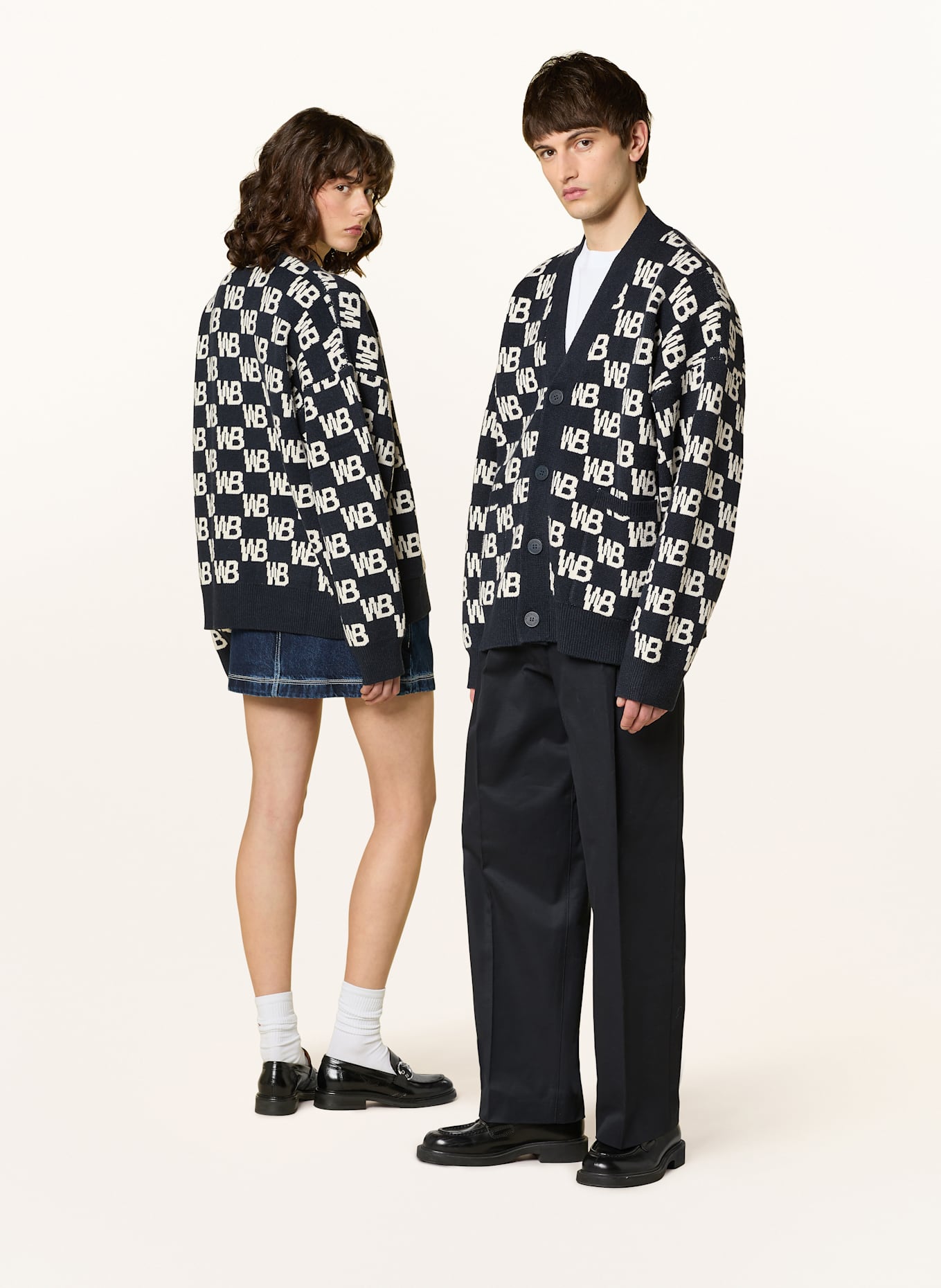 WRSTBHVR Kardigan CHESS V2: GRANATOWY / BIAŁY