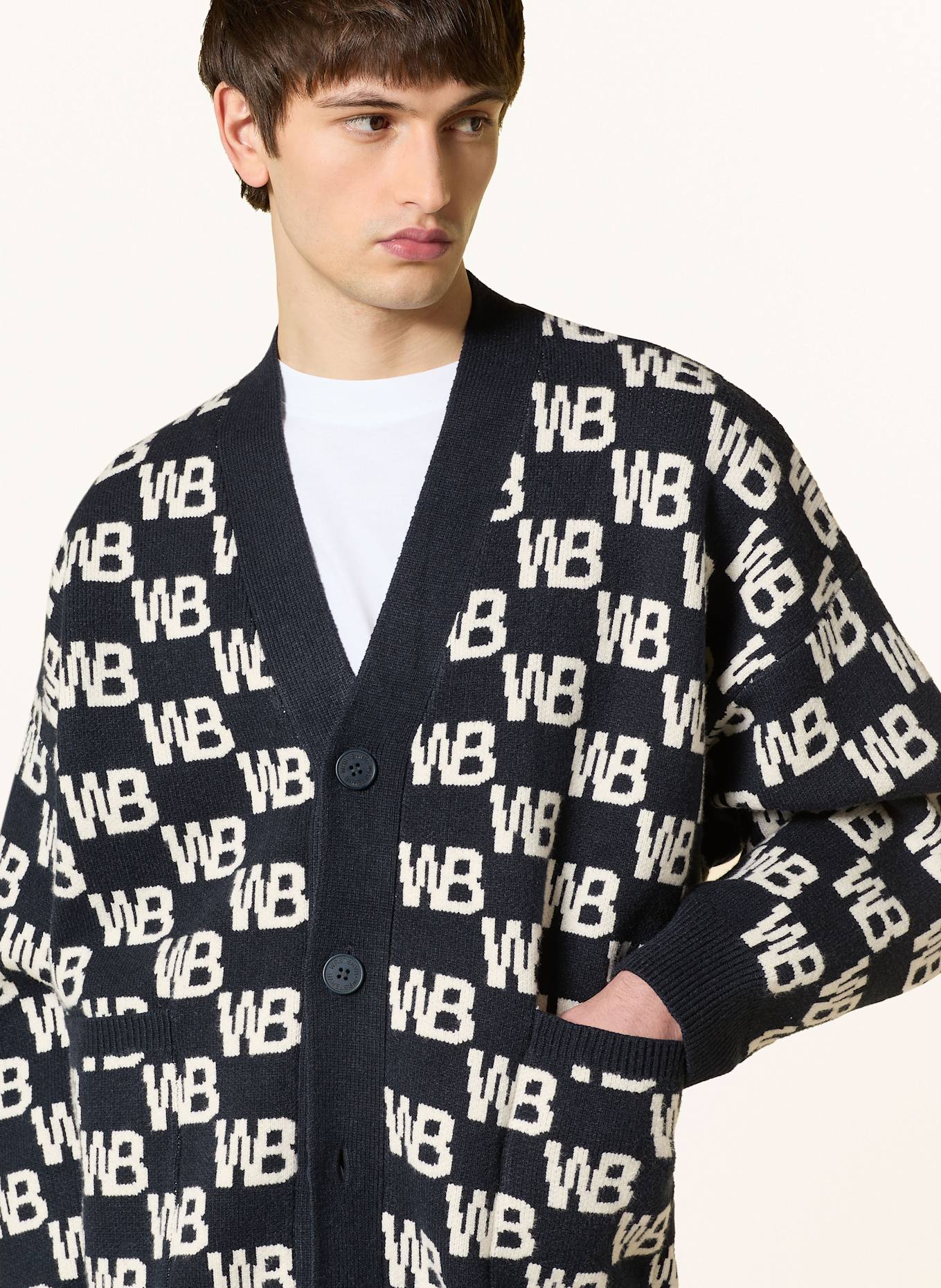 WRSTBHVR Kardigan CHESS V2: GRANATOWY / BIAŁY