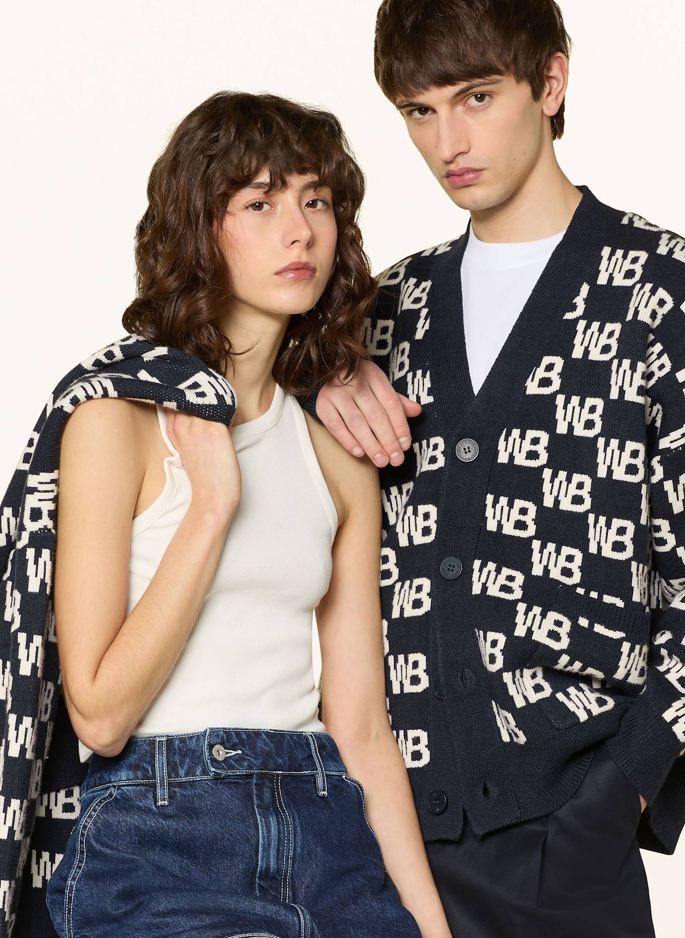 WRSTBHVR Kardigan CHESS V2: GRANATOWY / BIAŁY