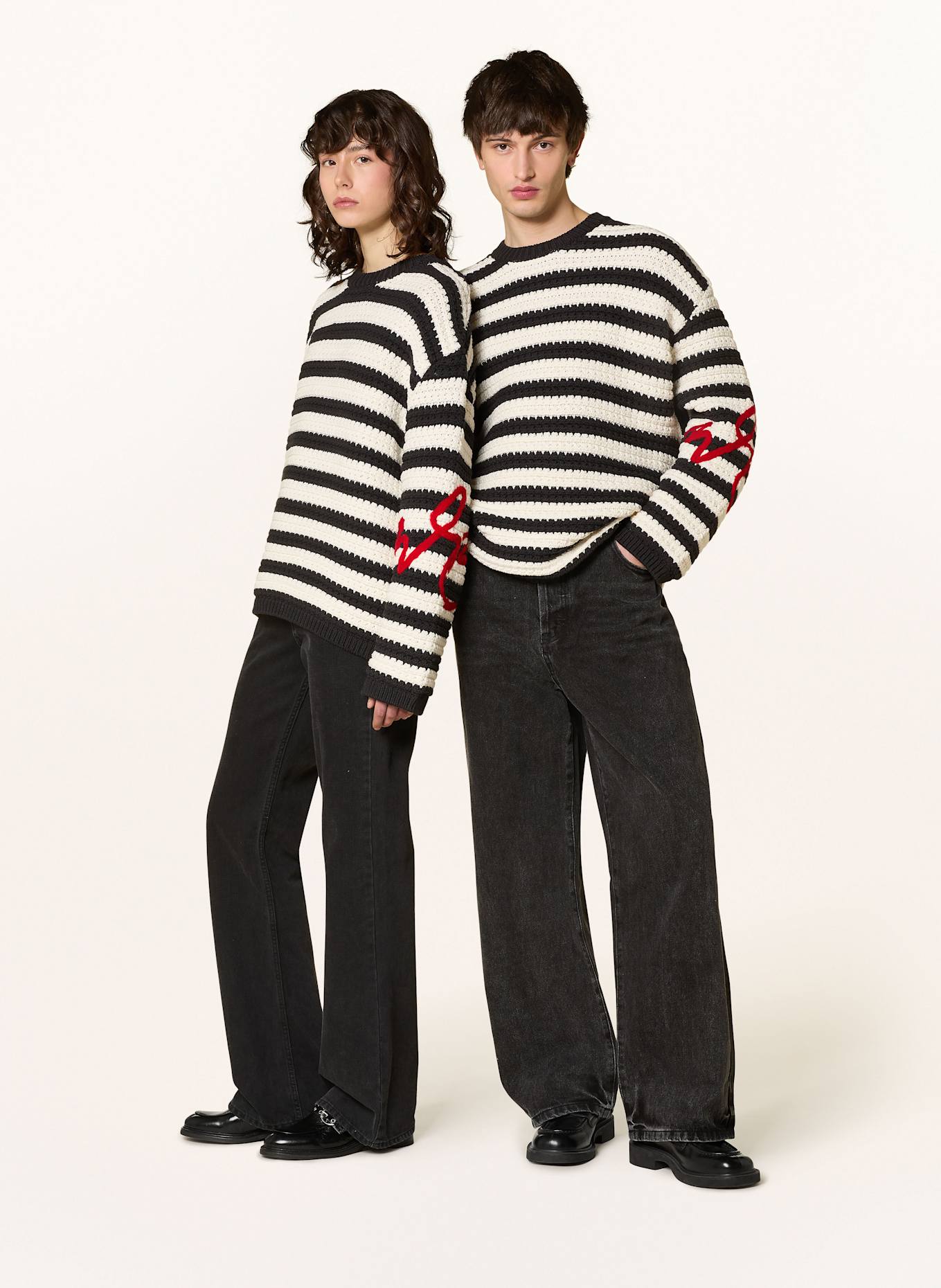 WRSTBHVR Sweter ALANA: CZARNY / BIAŁY / CZERWONY