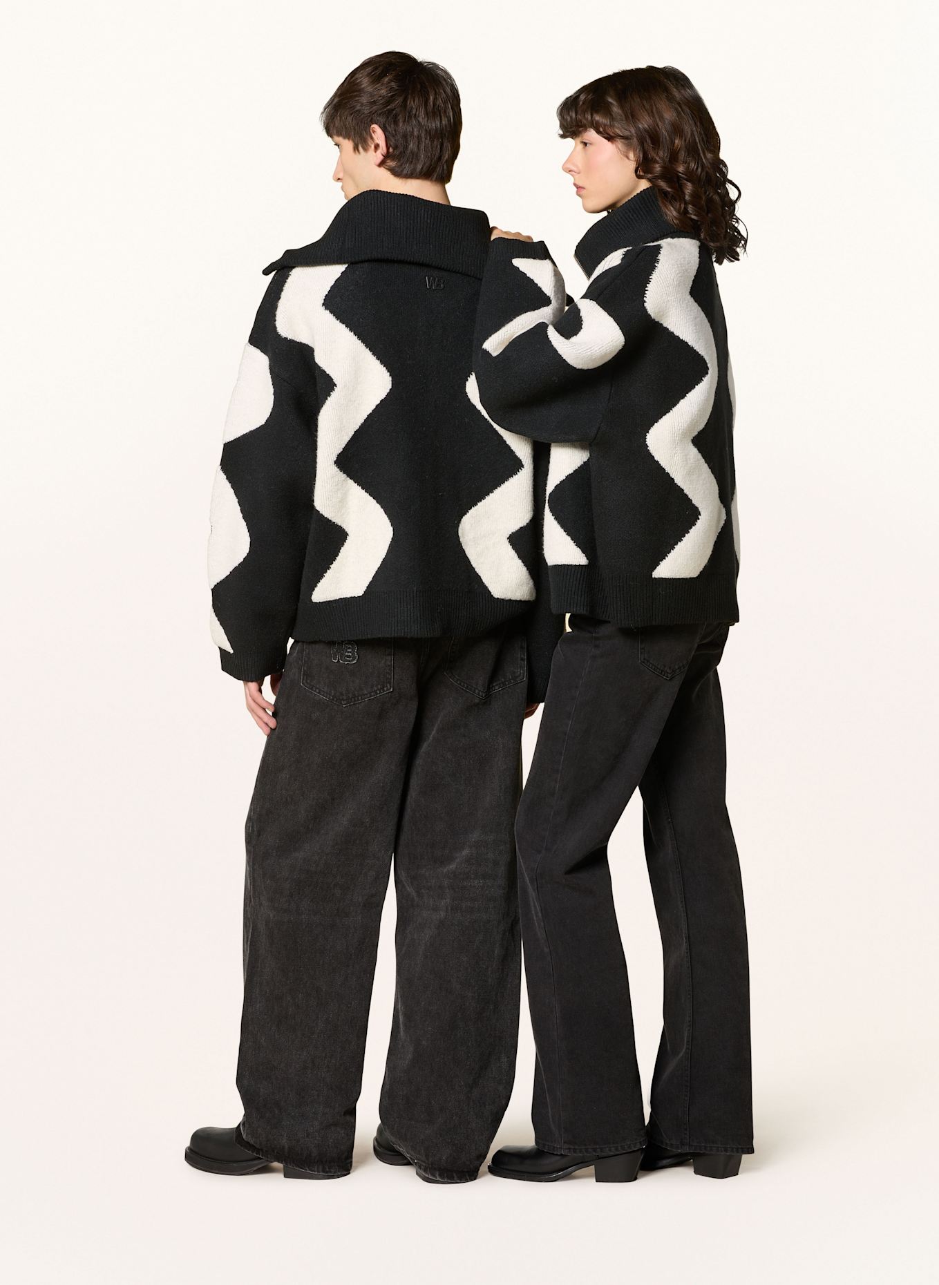 WRSTBHVR Pletený kardigan BILLAL: ČERNÁ / BÍLÁ