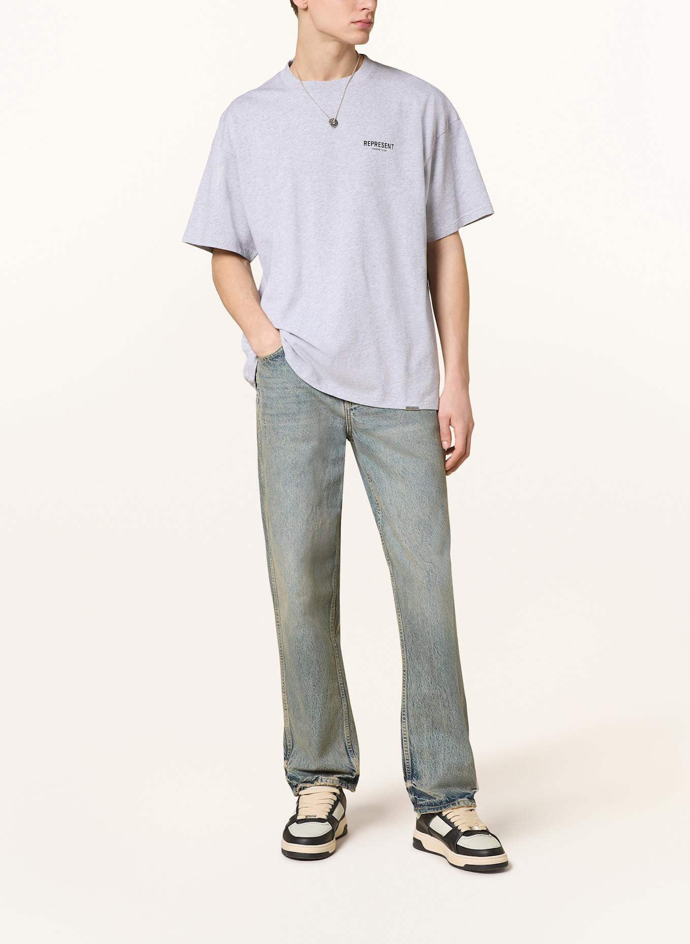 REPRESENT T-Shirt: HELLGRAU / SCHWARZ