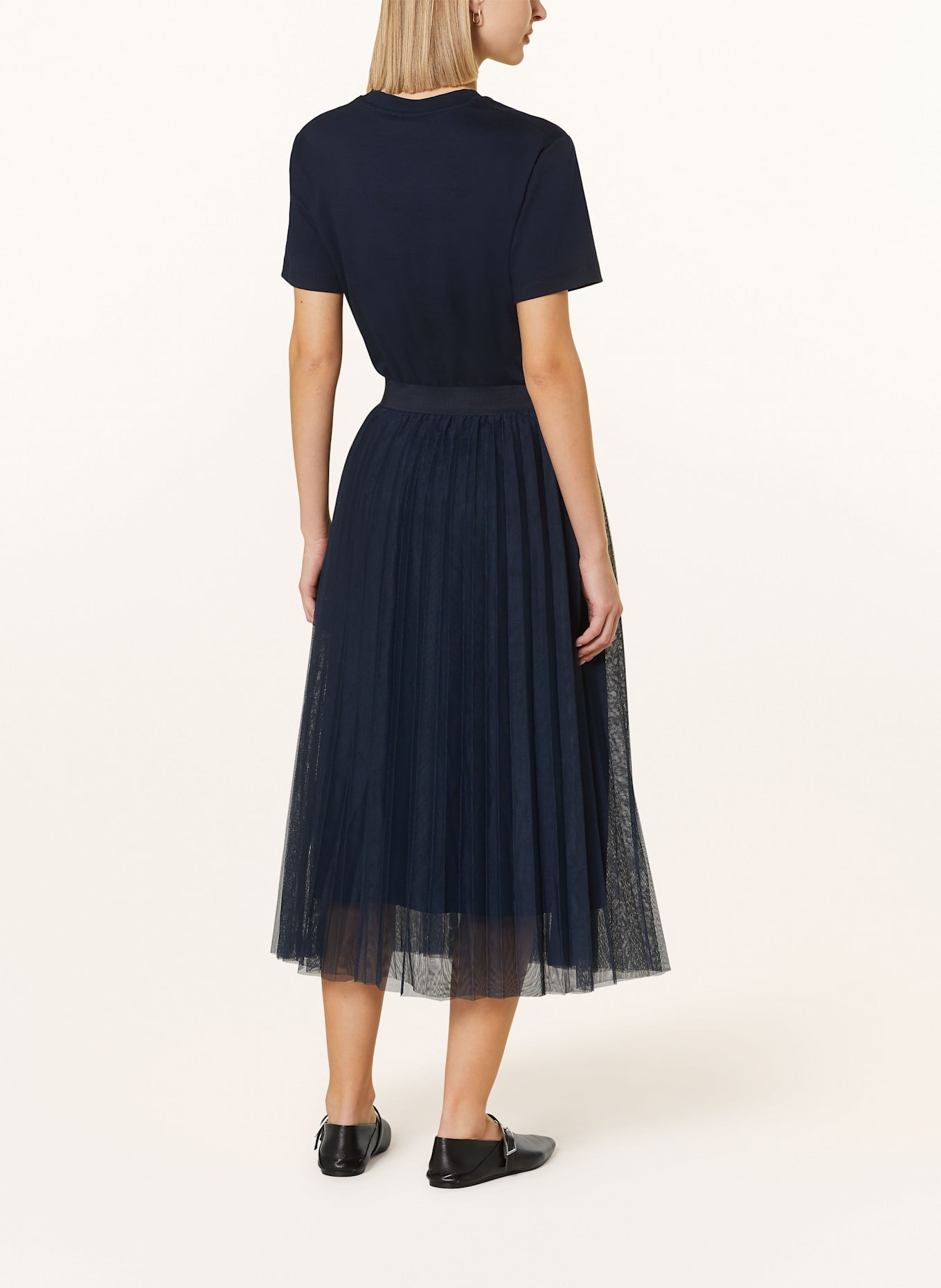 BETTY&CO Plisseerock aus Mesh: DUNKELBLAU