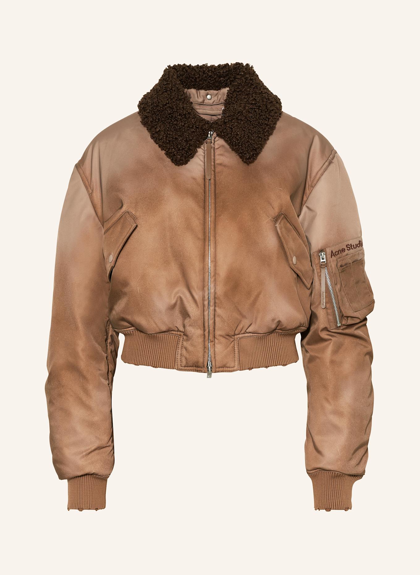Acne Studios Bomber jacket with teddy: BROWN